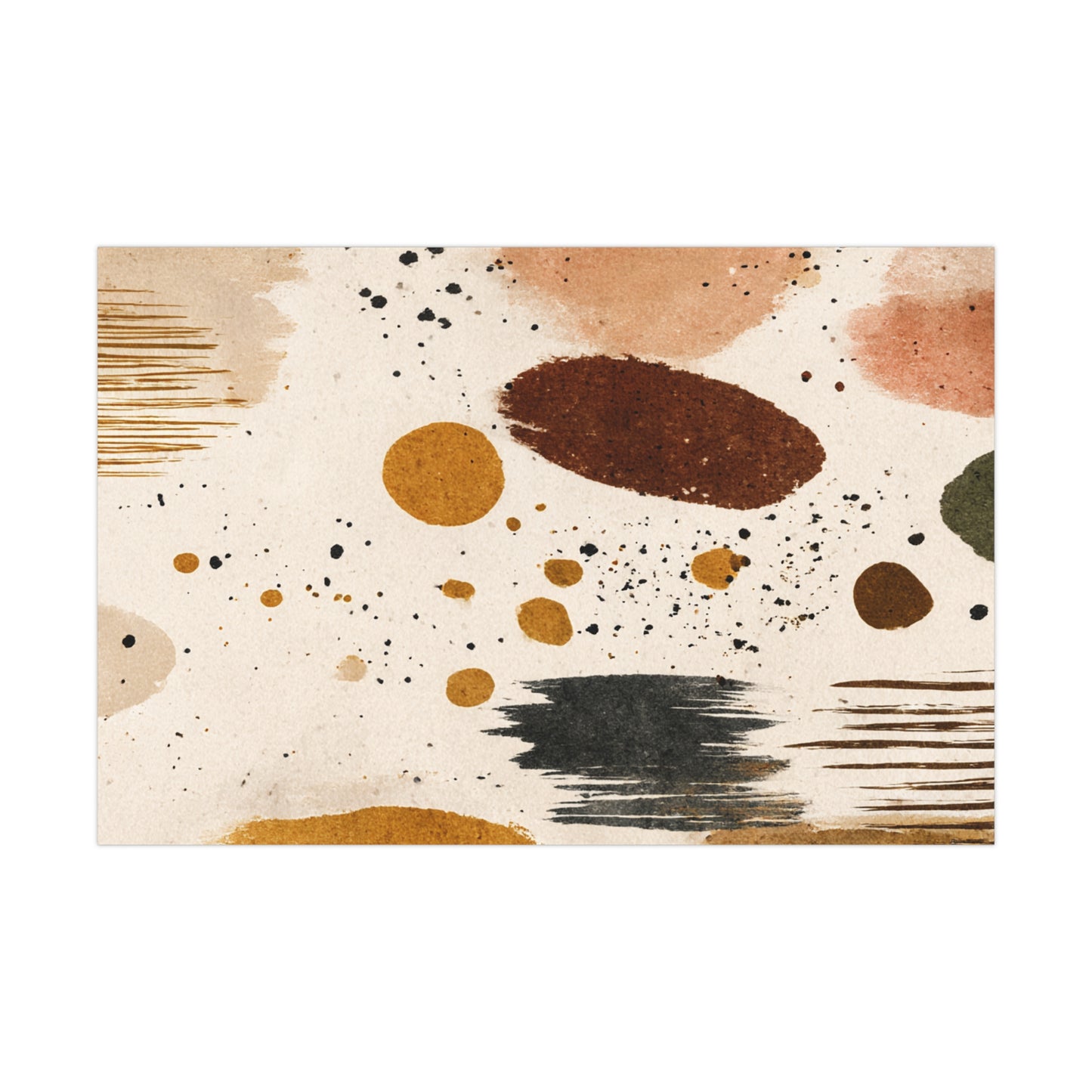 Rustic abstract brown and gold wrapping paper sheet with brush stroke design – modern holiday gift wrap.