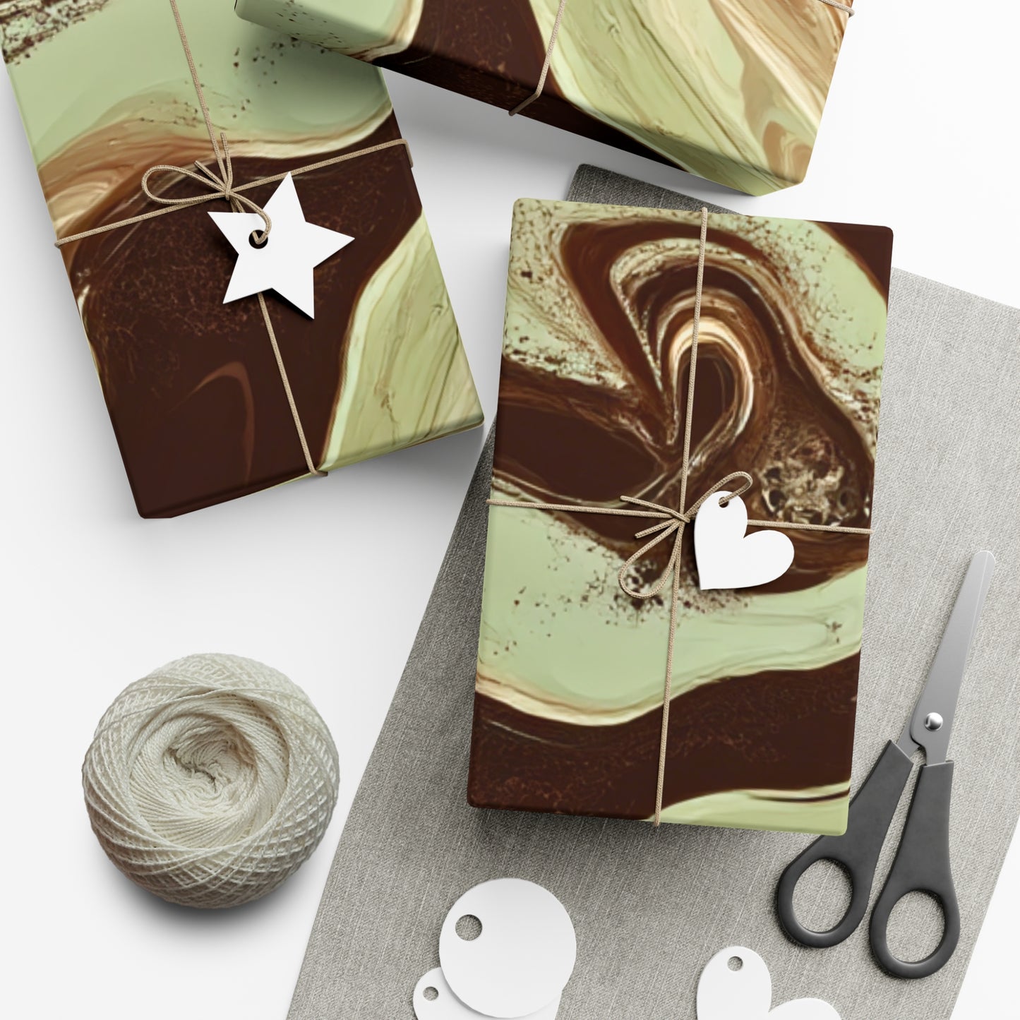 Marbled Wrapping Paper – Neutral Artisan Gift Wrap in Satin or Matte Finish for Holidays, Birthdays, Weddings & Special Occasions