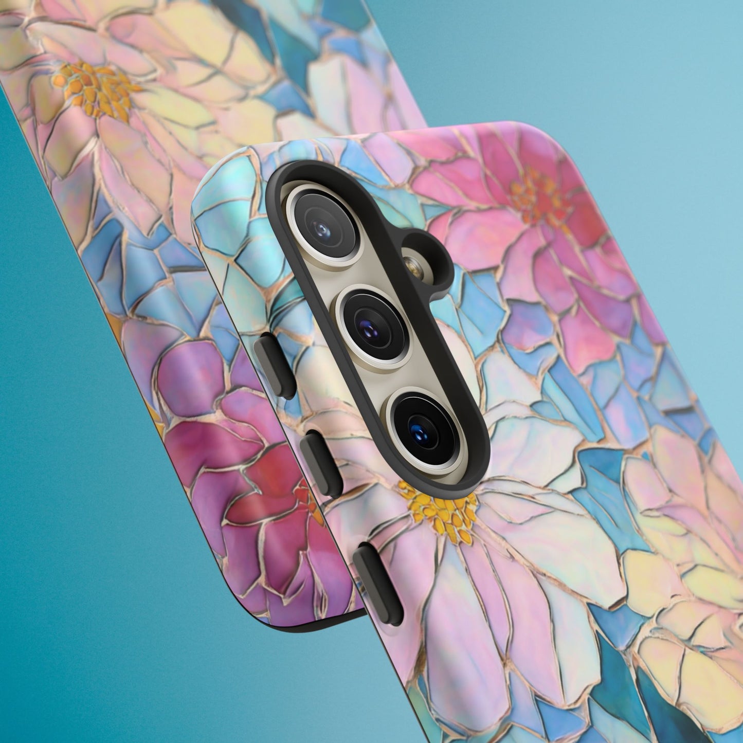 Floral Mosaic Phone Case, Colorful Flower Art Cover, Protective iPhone Samsung Pixel Case, New Phone Accessory, Gift for Friend