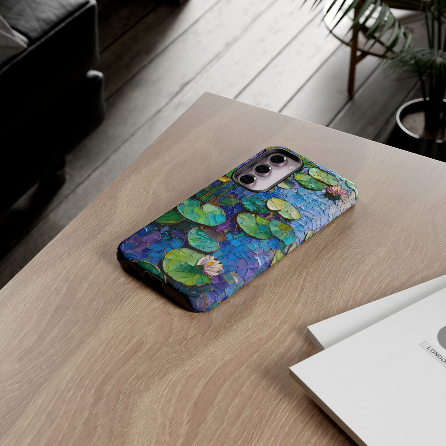 Lily Pad Phone Case, Impressionist Mosaic Botanical Cover, iPhone 15 16 17 Pro Air, Google Pixel 7 8 9 Pro, Samsung S23 S24 S25 S26 Ultra