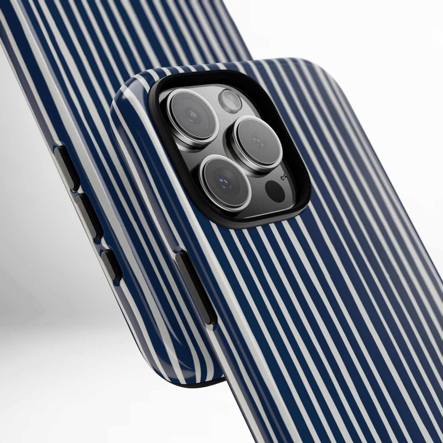 Navy Striped Phone Case | Minimalist Blue and White Stripe Design, Nautical Aesthetic Protective Cover