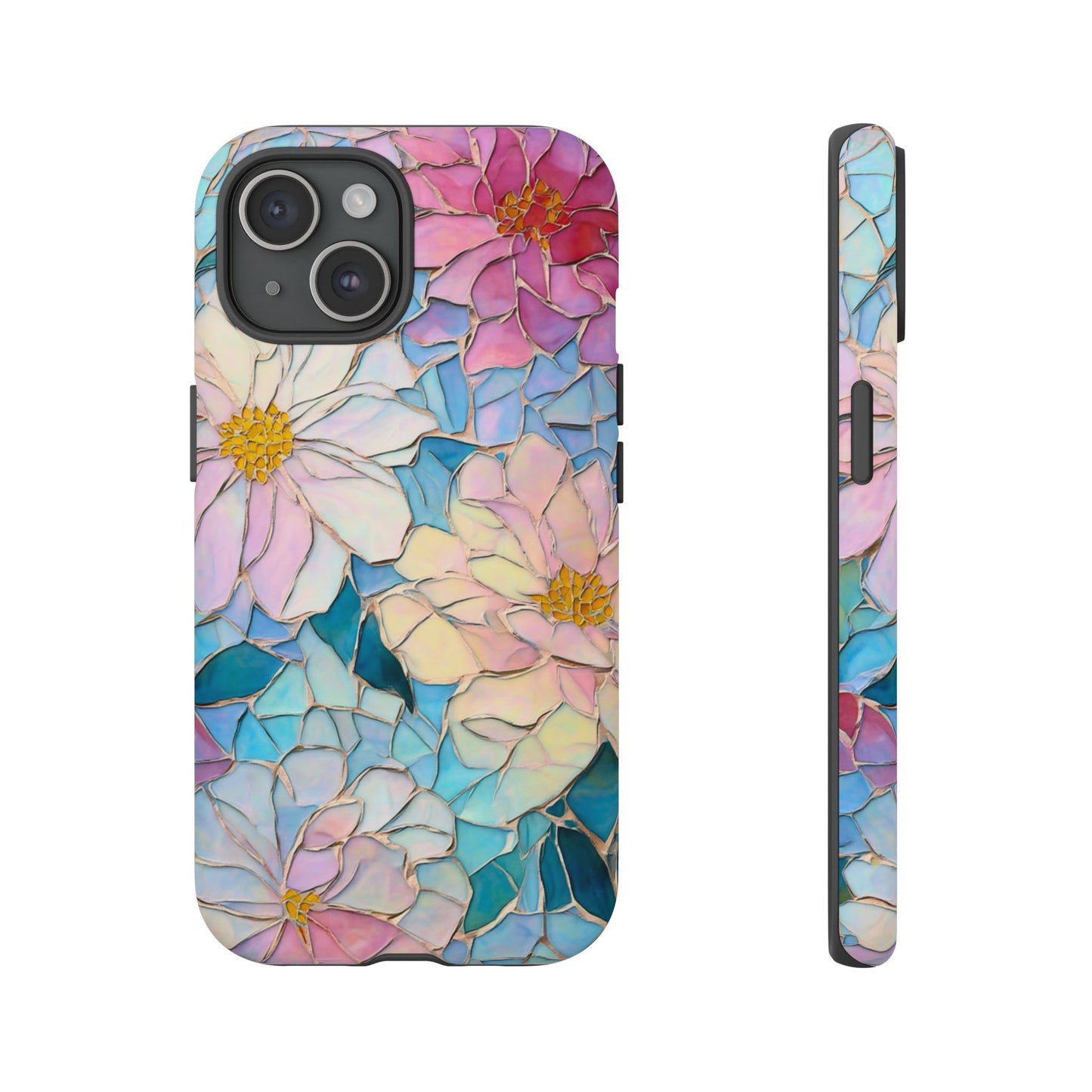 Floral Mosaic Phone Case, Colorful Flower Art Cover, Protective iPhone Samsung Pixel Case, New Phone Accessory, Gift for Friend