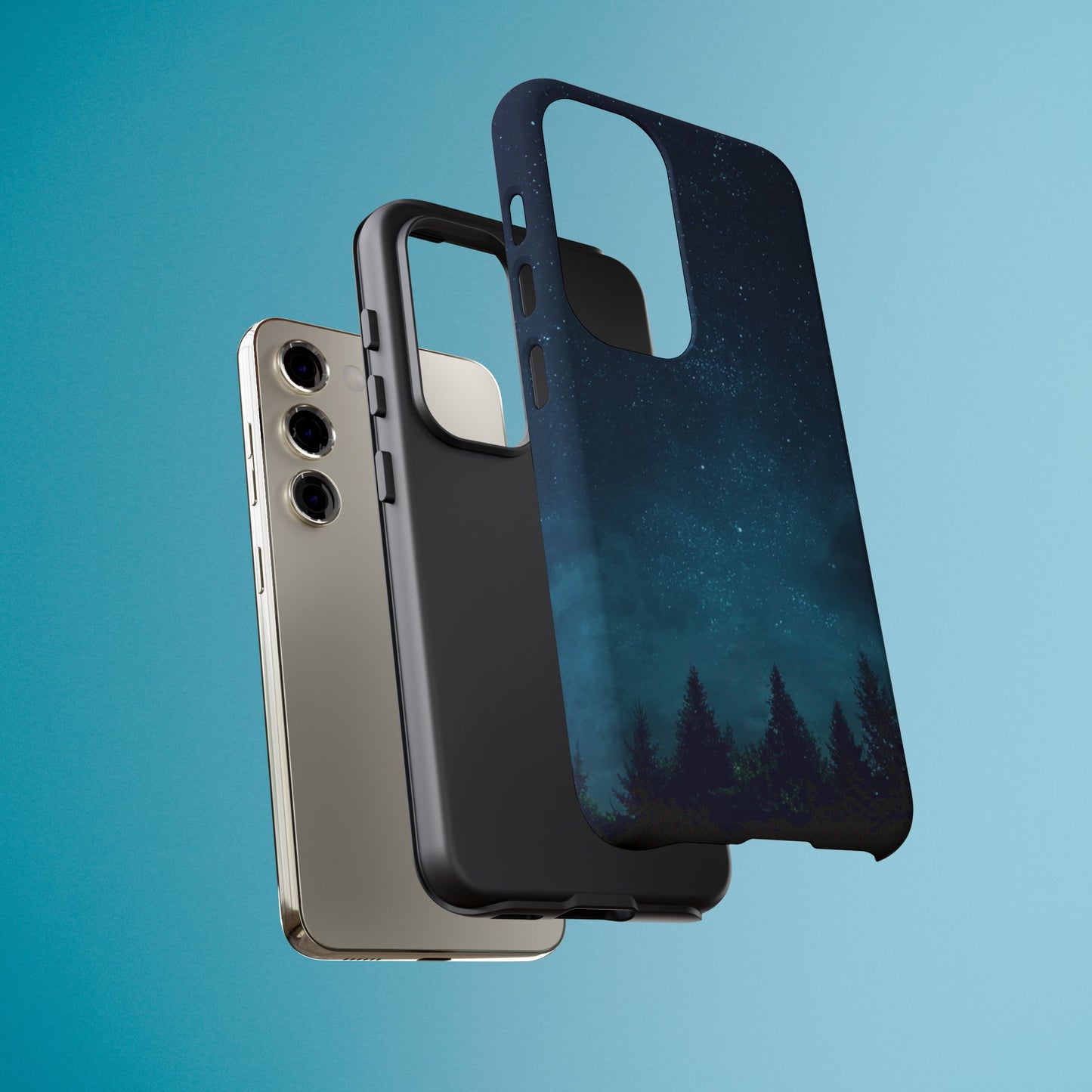 Dark Starry Night Phone Case - Winter Theme Phone Cover for iPhone, Pixel and Samsung Galaxy Models