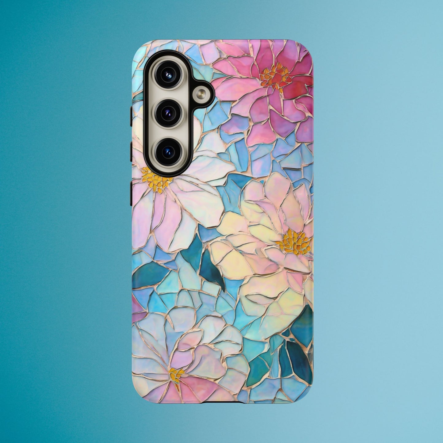 Floral Mosaic Phone Case, Colorful Flower Art Cover, Protective iPhone Samsung Pixel Case, New Phone Accessory, Gift for Friend