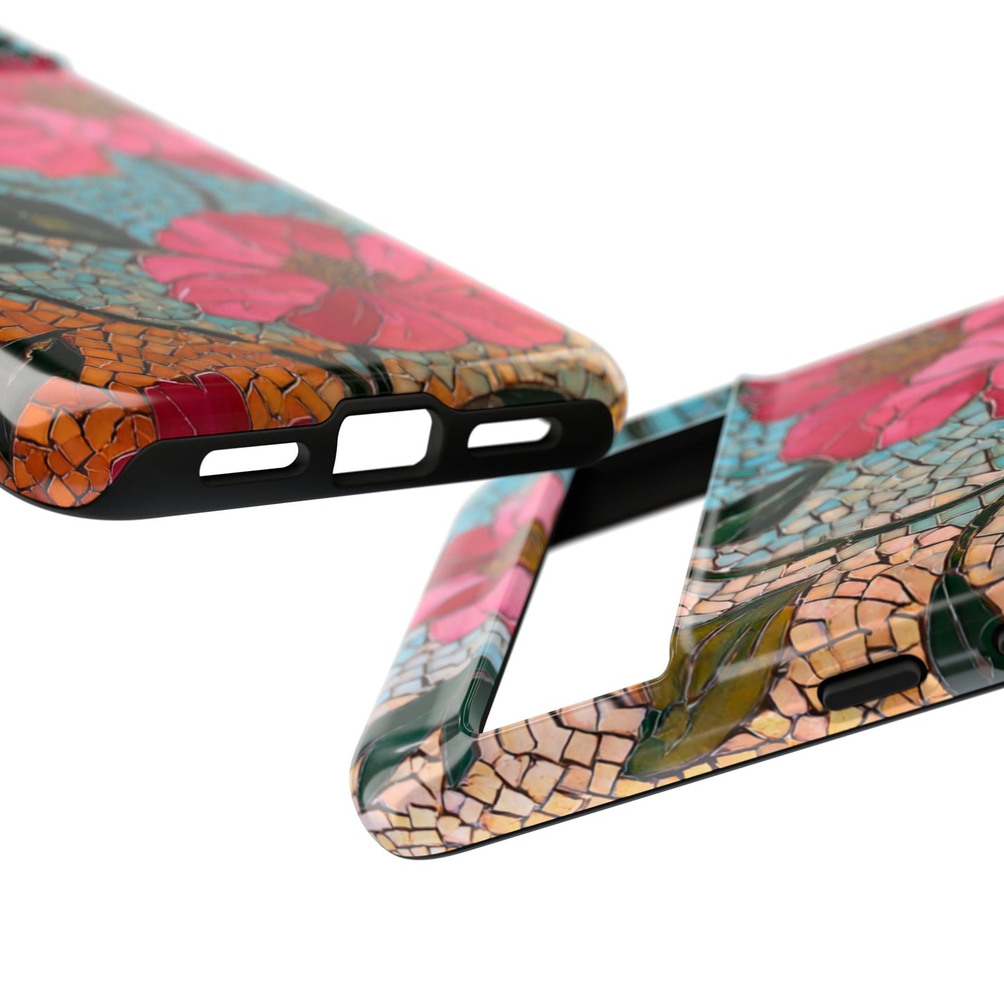 Bright Floral Mosaic Phone Case, iPhone 15 16 17 Pro Air Case, Pixel 9 Pro Cover, Samsung Galaxy 25 Pro Case