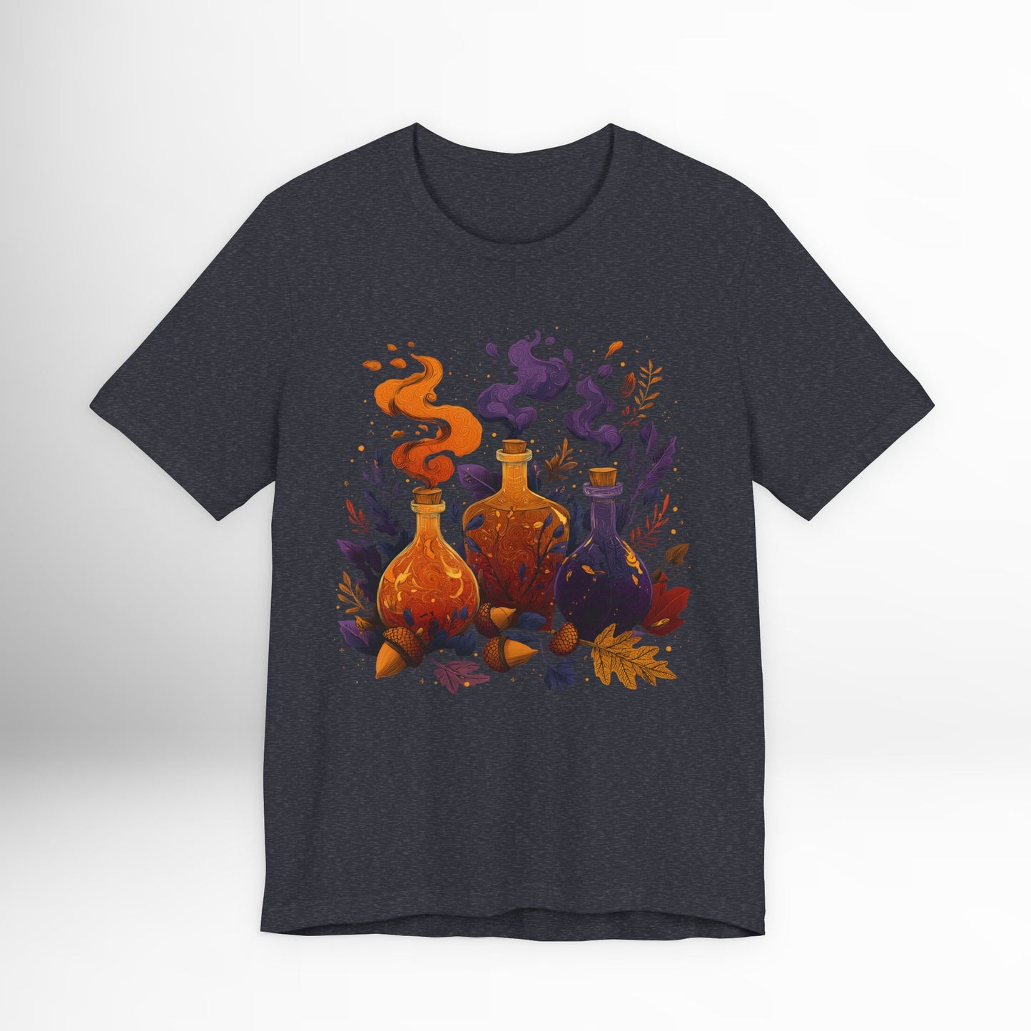 Potion Bottles T-Shirt Witchy Halloween Graphic Tee, Gothic Fall Aesthetic Shirt, Magical Alchemy Spell Bottle Design, Pagan Wiccan Clothing