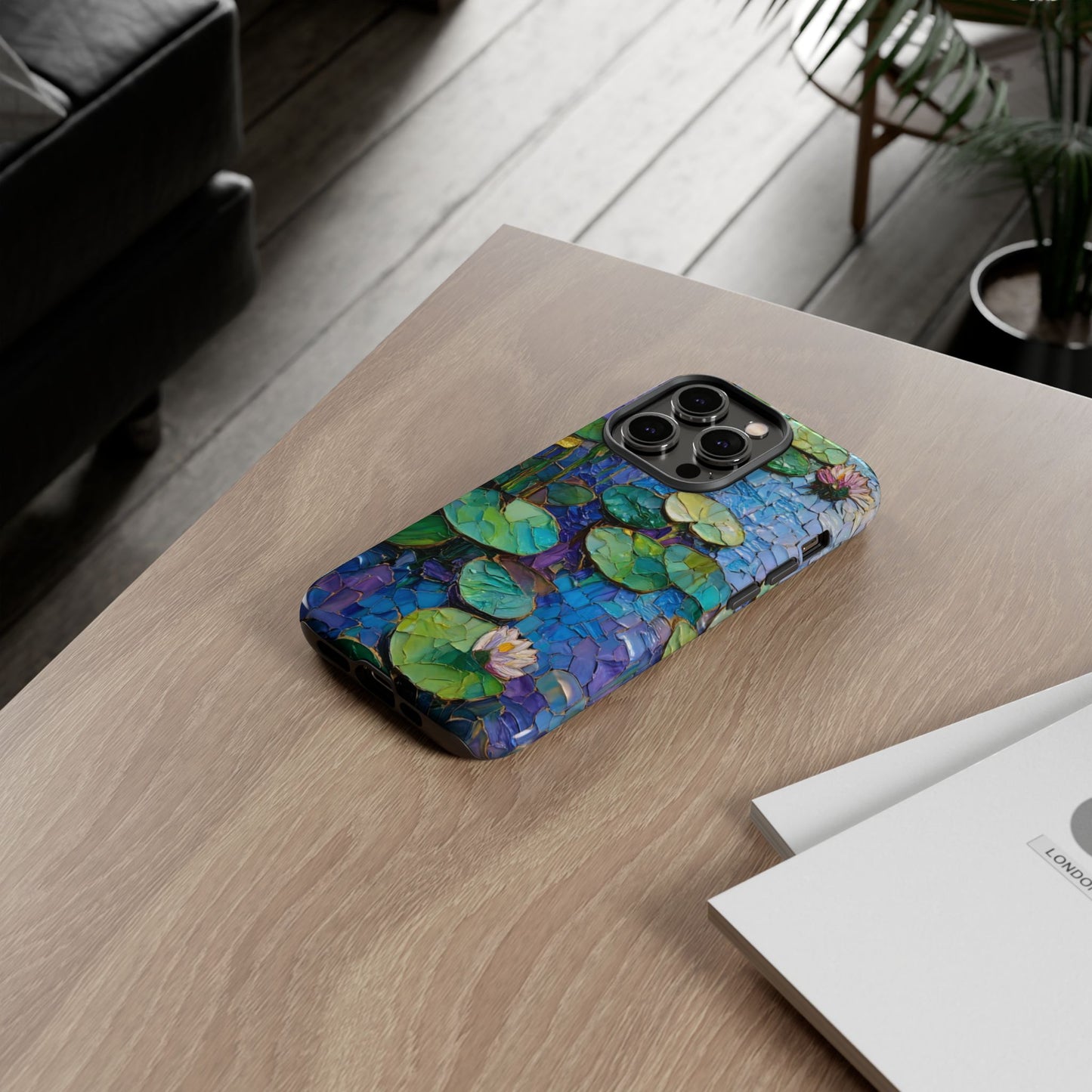 Lily Pad Phone Case, Impressionist Mosaic Botanical Cover, iPhone 15 16 17 Pro Air, Google Pixel 7 8 9 Pro, Samsung S23 S24 S25 S26 Ultra
