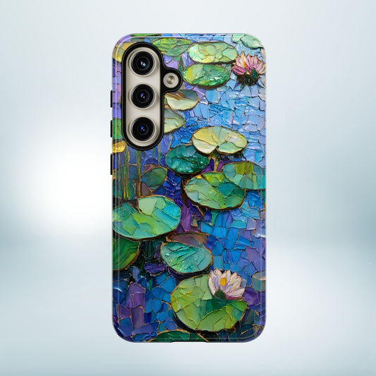 Lily Pad Phone Case, Impressionist Mosaic Botanical Cover, iPhone 15 16 17 Pro Air, Google Pixel 7 8 9 Pro, Samsung S23 S24 S25 S26 Ultra