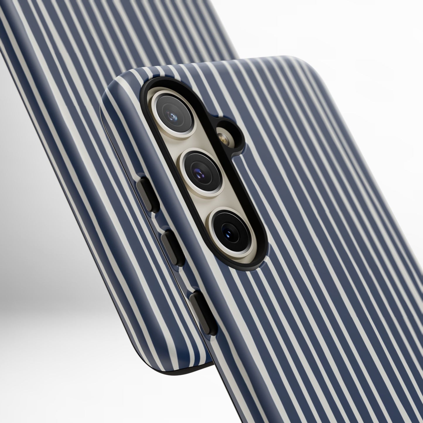 Navy Striped Phone Case | Minimalist Blue and White Stripe Design, Nautical Aesthetic Protective Cover