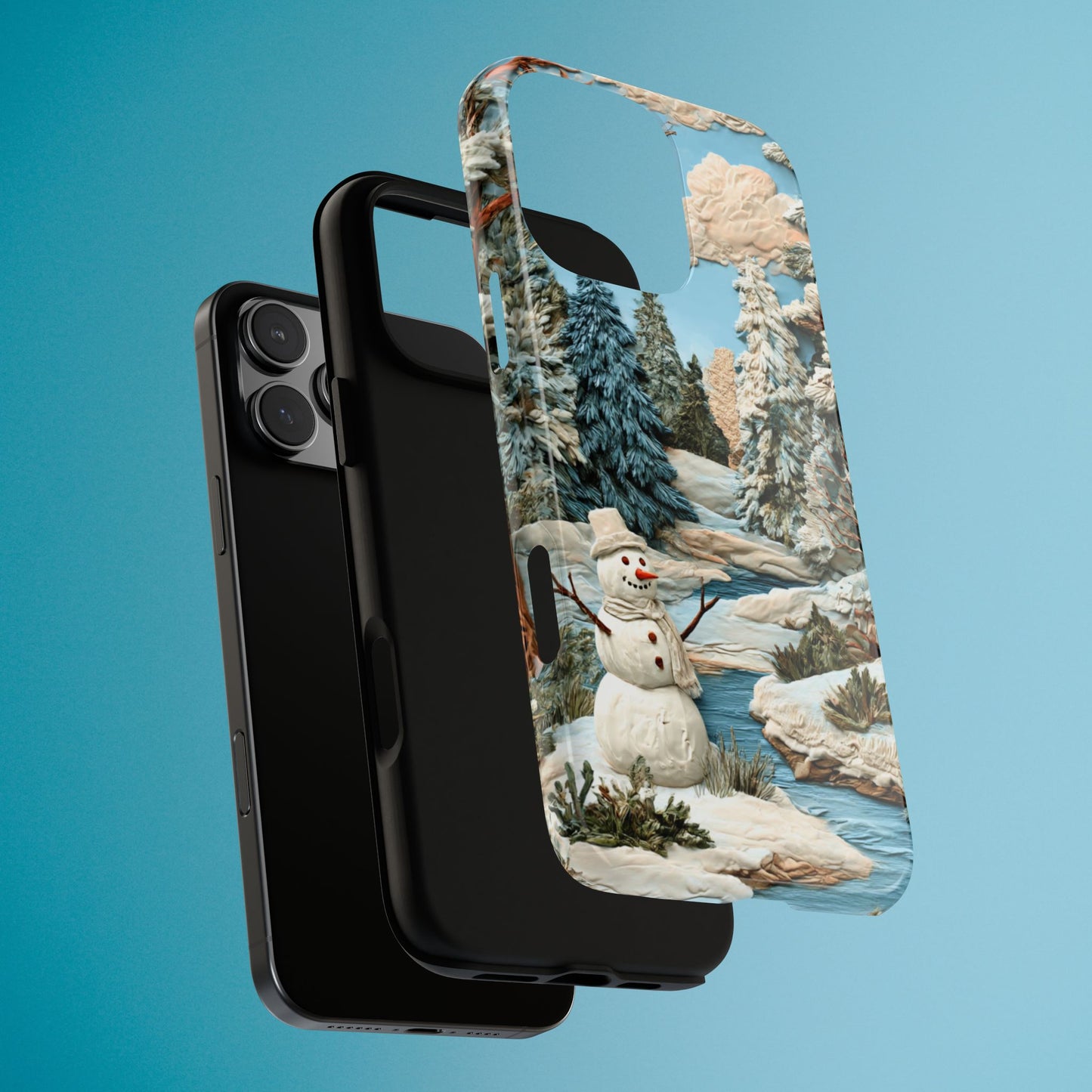 Snowman Winter Scene Phone Case Christmas Holiday Cover for iPhone Samsung Pixel