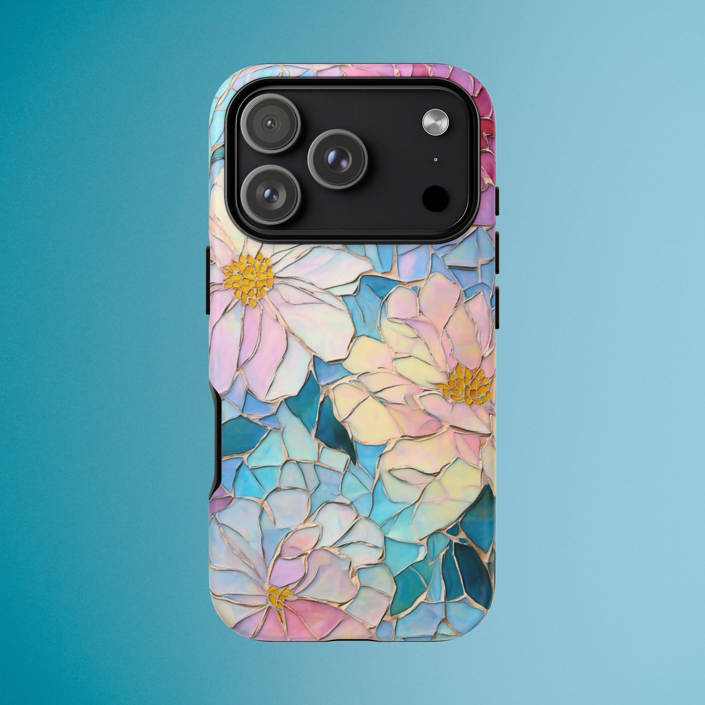 Floral Mosaic Phone Case, Colorful Flower Art Cover, Protective iPhone Samsung Pixel Case, New Phone Accessory, Gift for Friend