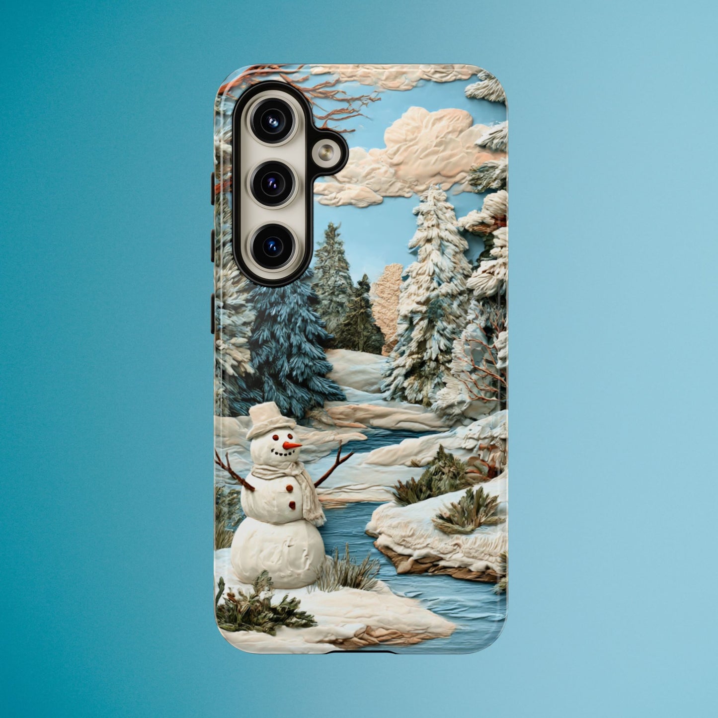 Snowman Winter Scene Phone Case Christmas Holiday Cover for iPhone Samsung Pixel