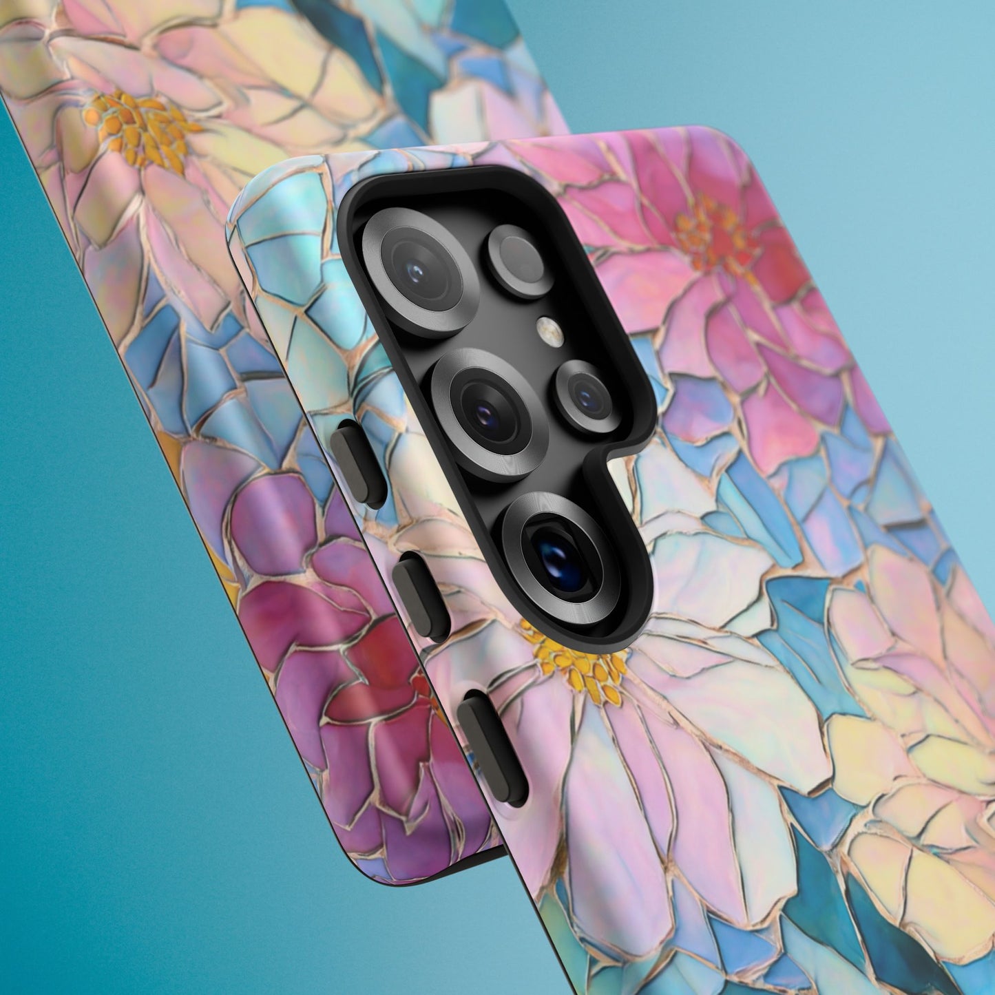 Floral Mosaic Phone Case, Colorful Flower Art Cover, Protective iPhone Samsung Pixel Case, New Phone Accessory, Gift for Friend