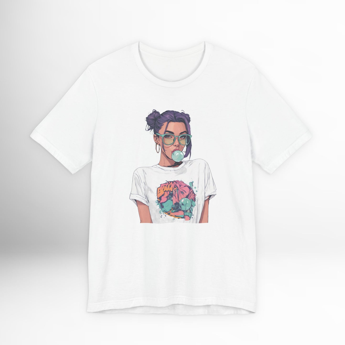 Anime Girl Graphic T Shirt, Bubblegum Pop Art Tee, Japanese Streetwear Aesthetic, Cool Manga Style Top, Gift for Anime Fans