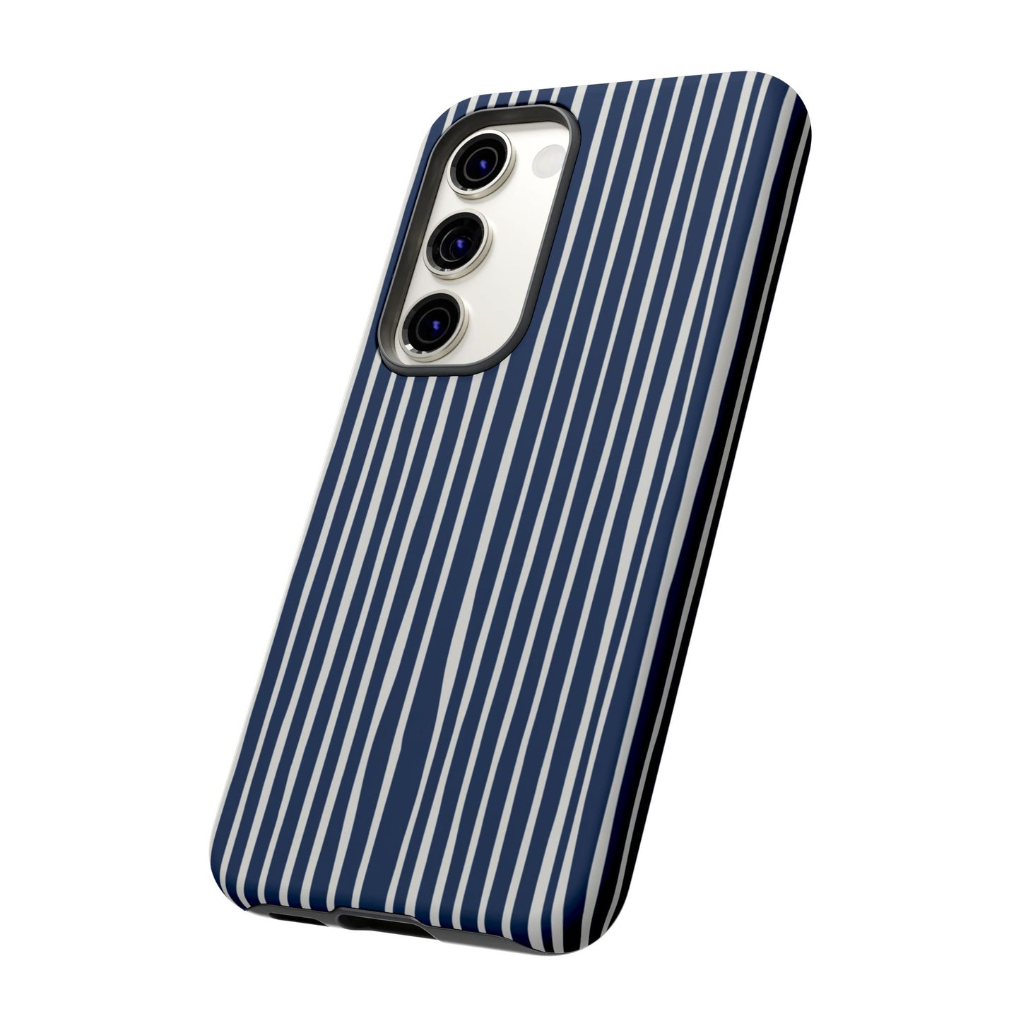 Navy Striped Phone Case | Minimalist Blue and White Stripe Design, Nautical Aesthetic Protective Cover