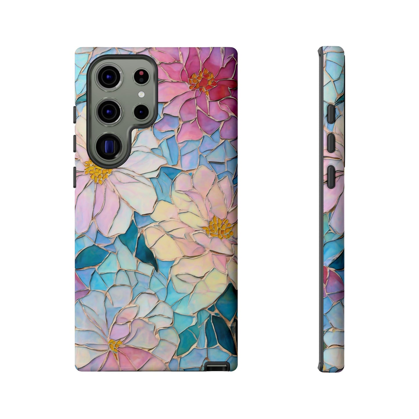 Floral Mosaic Phone Case, Colorful Flower Art Cover, Protective iPhone Samsung Pixel Case, New Phone Accessory, Gift for Friend