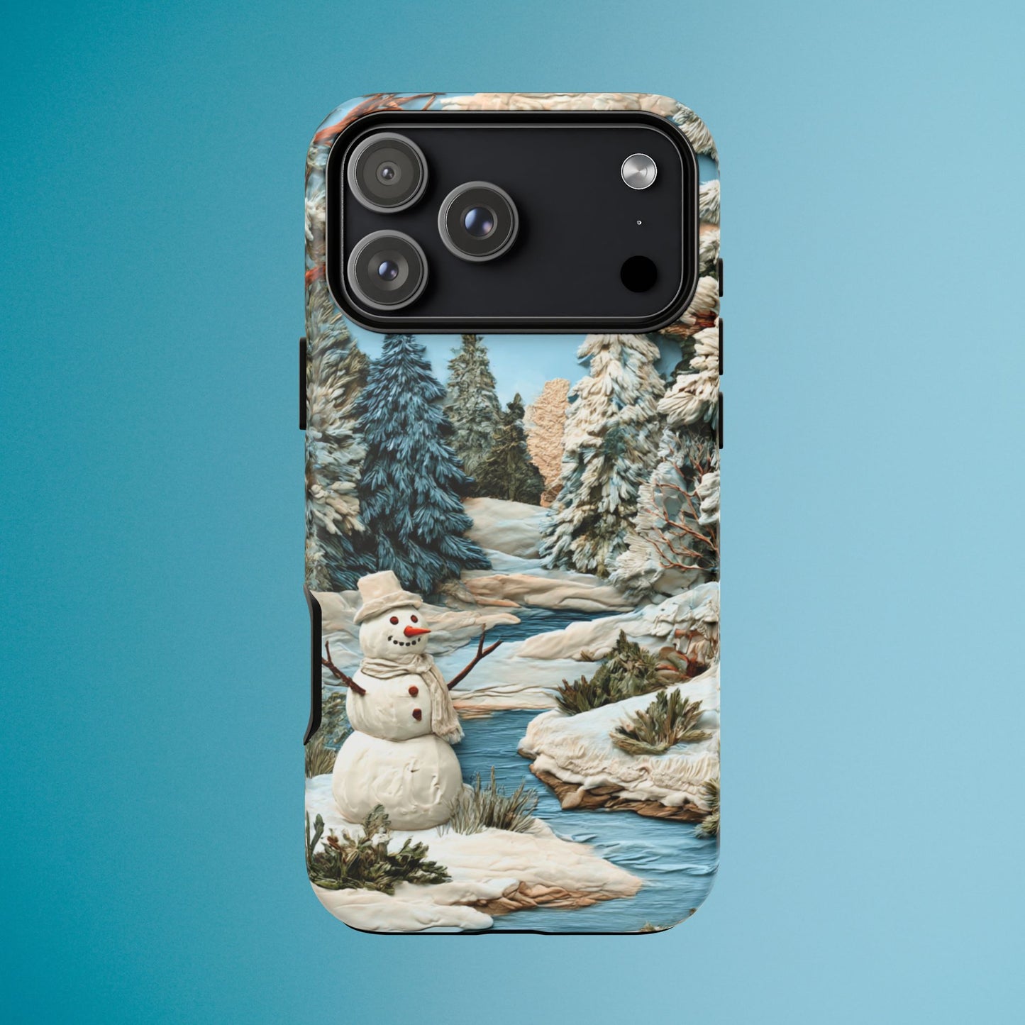 Snowman Winter Scene Phone Case Christmas Holiday Cover for iPhone Samsung Pixel