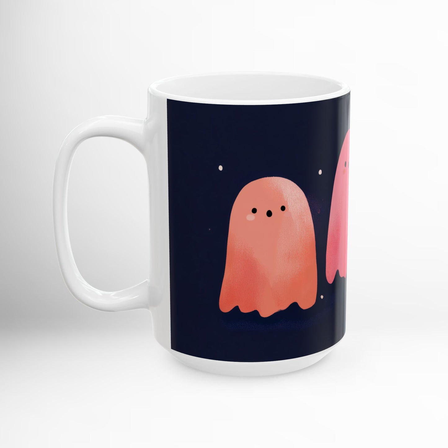 Cute Ghosts Mug Pastel Halloween Ceramic Coffee Cup, Kawaii Spooky Season Drinkware, Ghost Lover Gift 11oz & 15oz