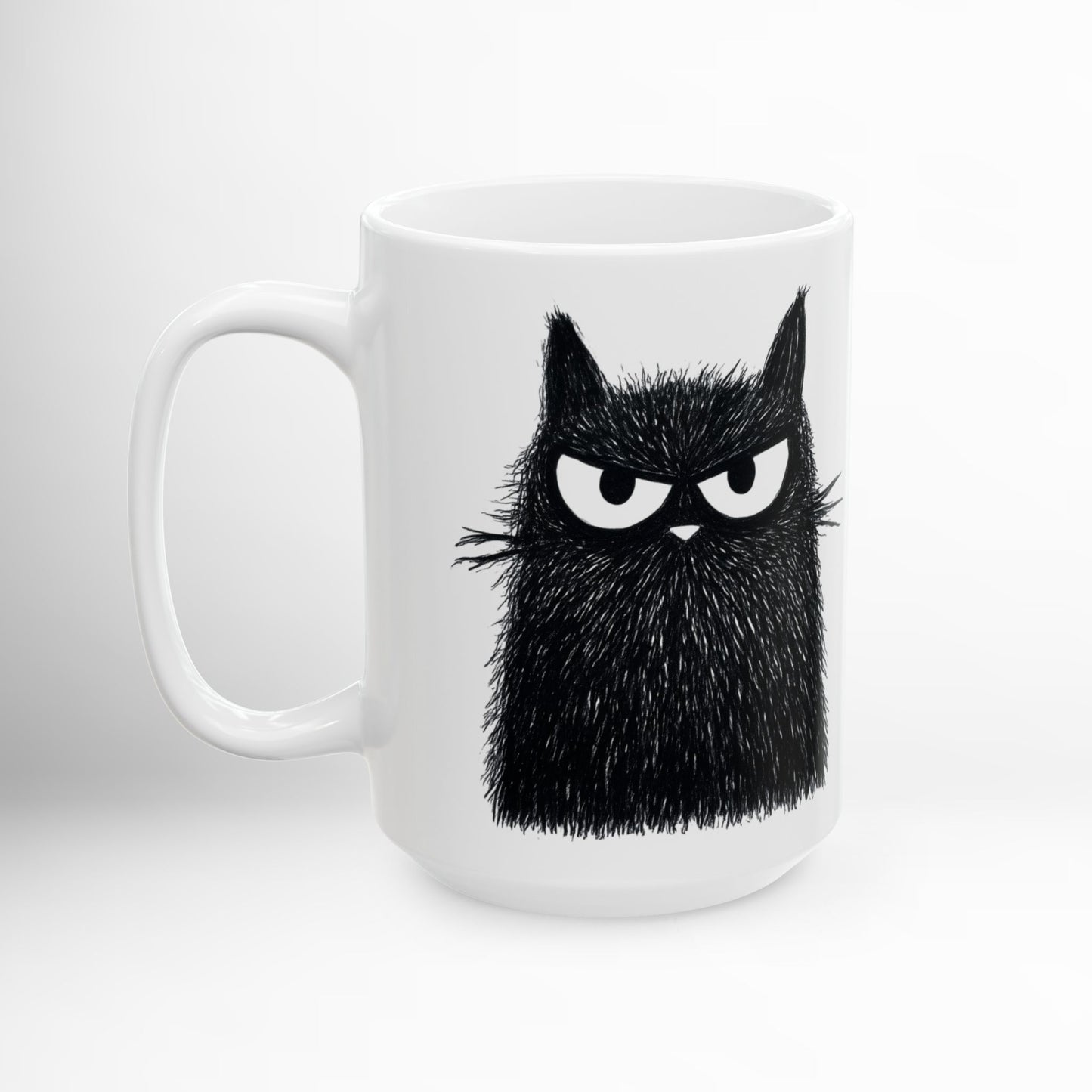 Angry Cat Mug Funny Black Cat Ceramic Coffee Cup 11oz or 15oz