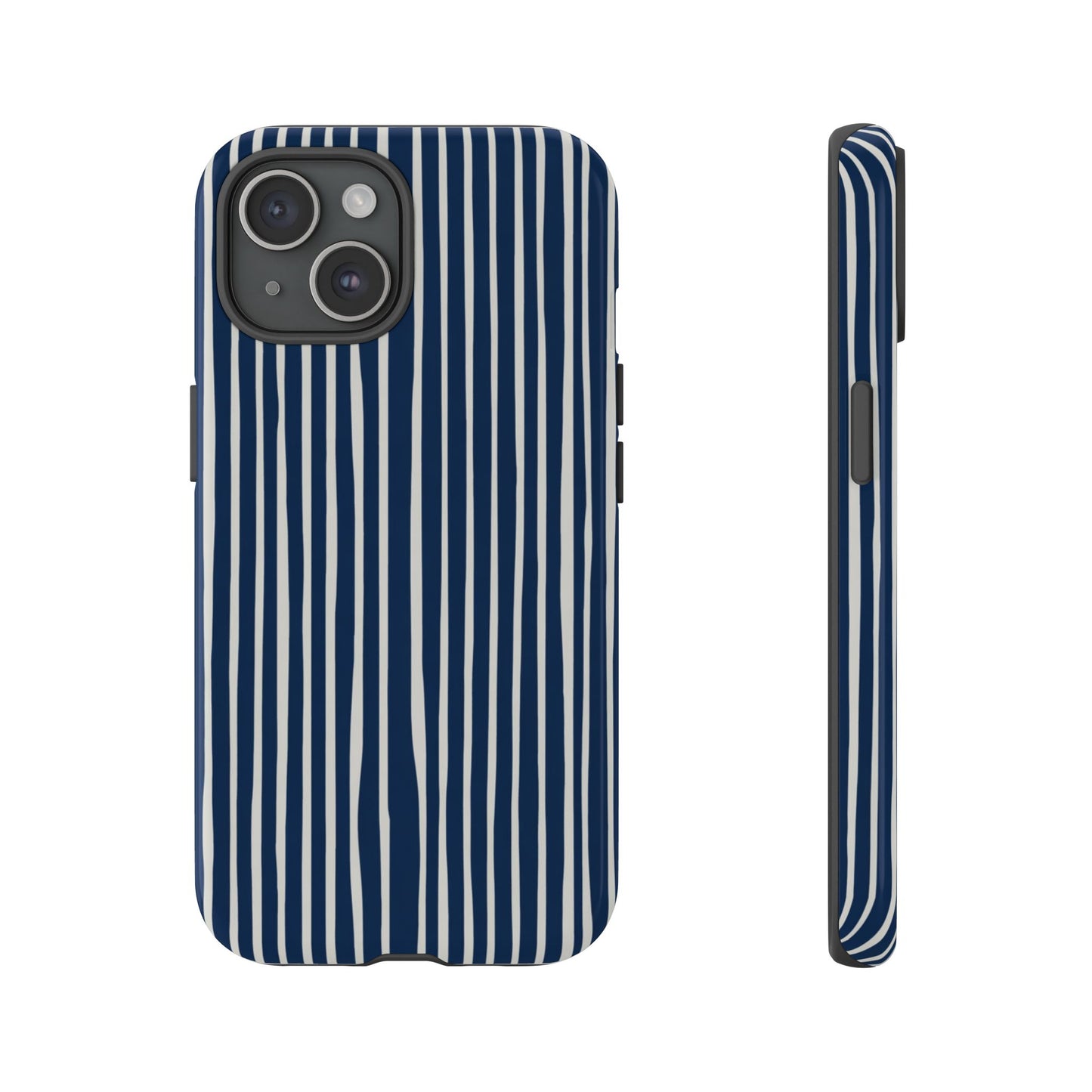 Navy Striped Phone Case | Minimalist Blue and White Stripe Design, Nautical Aesthetic Protective Cover
