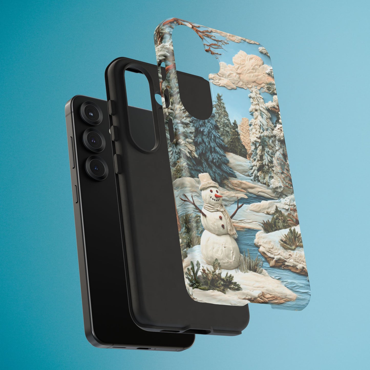 Snowman Winter Scene Phone Case Christmas Holiday Cover for iPhone Samsung Pixel