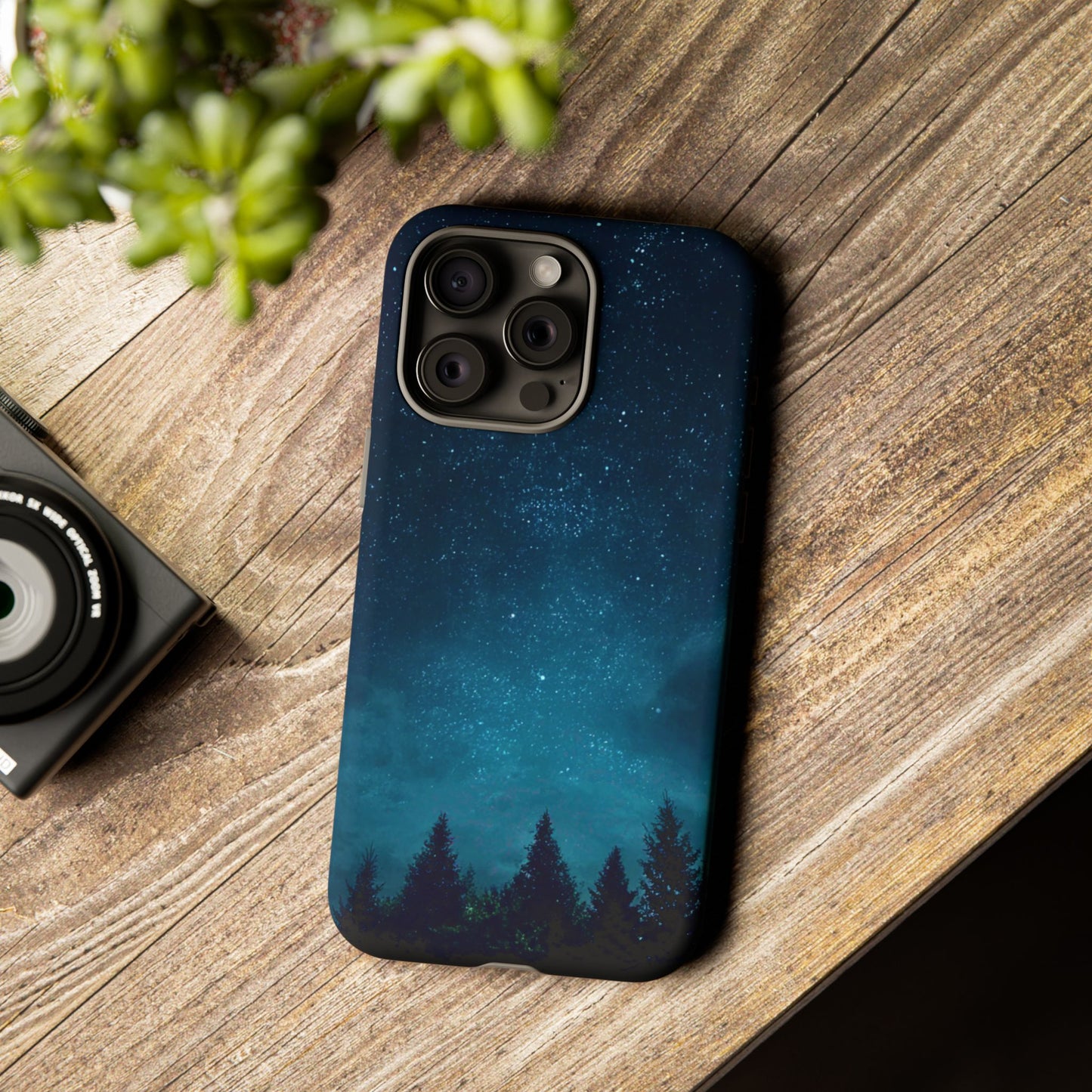 Dark Starry Night Phone Case - Winter Theme Phone Cover for iPhone, Pixel and Samsung Galaxy Models