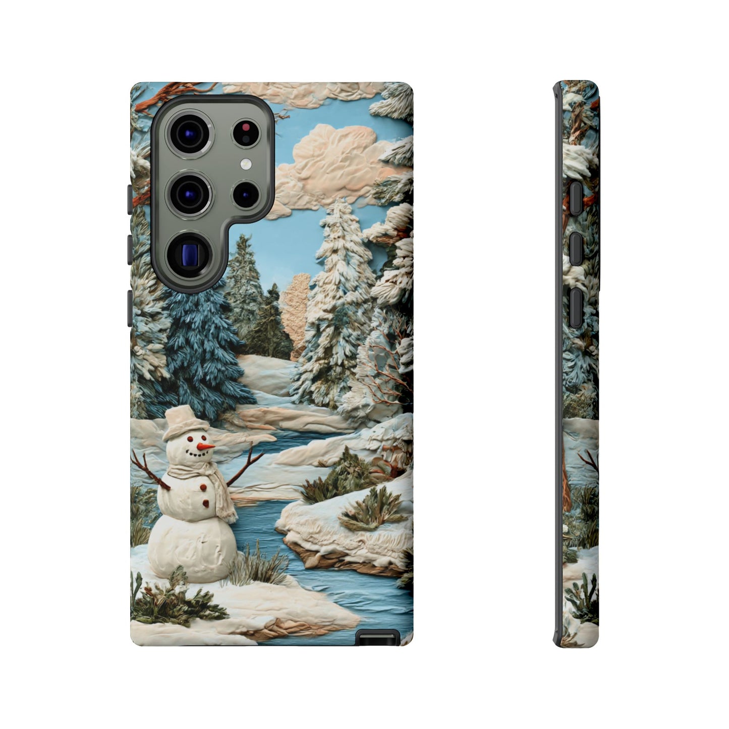 Snowman Winter Scene Phone Case Christmas Holiday Cover for iPhone Samsung Pixel