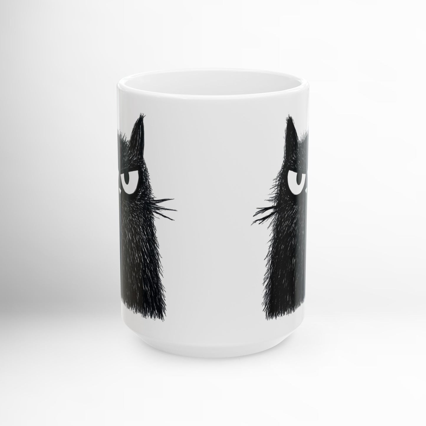 Angry Cat Mug Funny Black Cat Ceramic Coffee Cup 11oz or 15oz