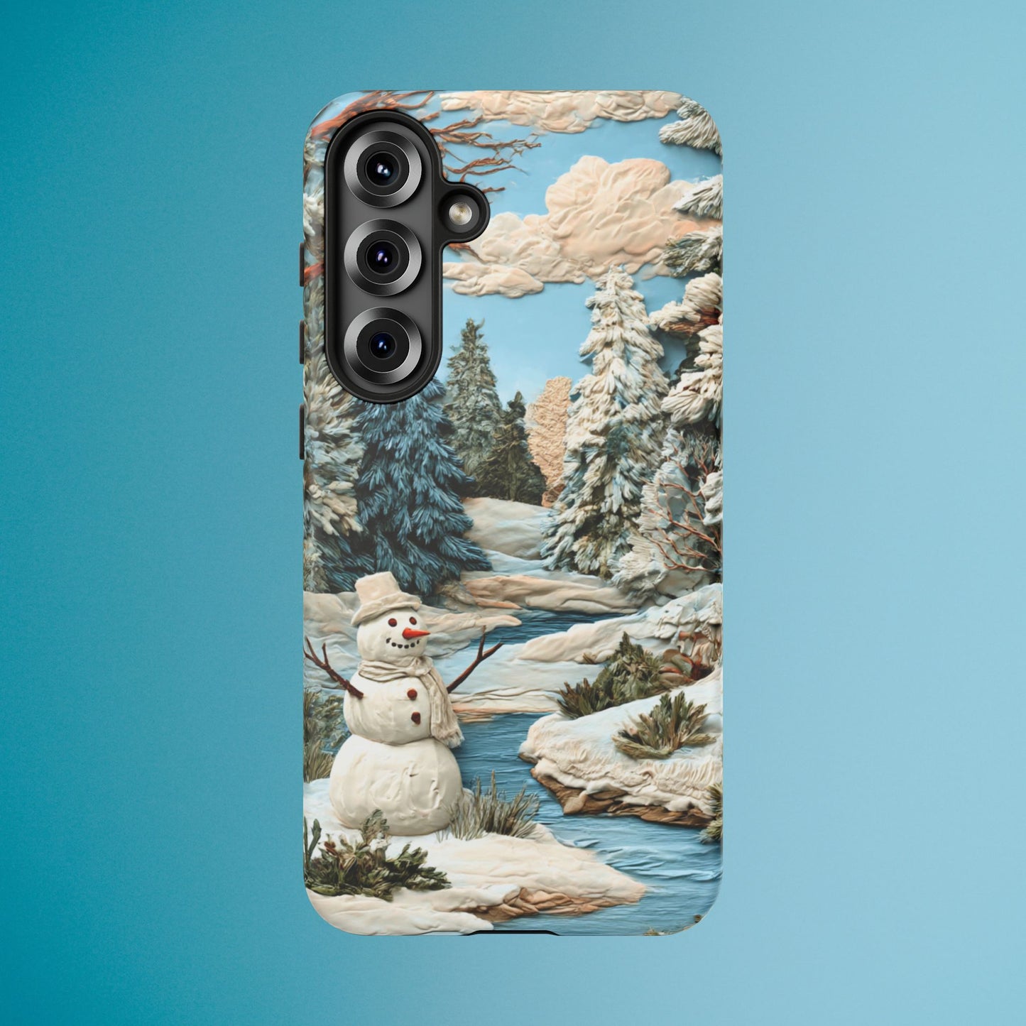 Snowman Winter Scene Phone Case Christmas Holiday Cover for iPhone Samsung Pixel