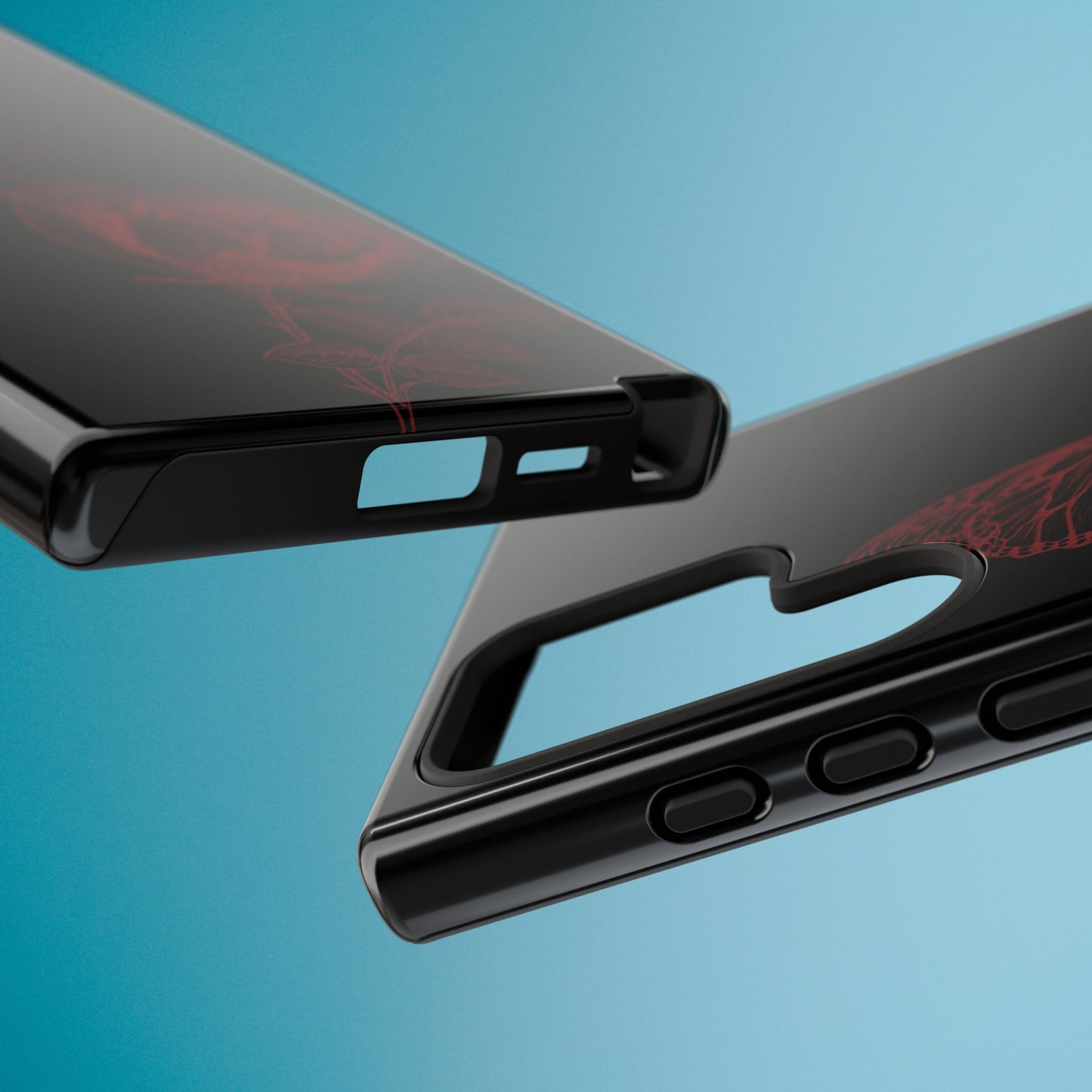 Black Rose and Butterfly Phone Case - Dark Academia Aesthetic Gothic iPhone, Galaxy and Pixel Cover