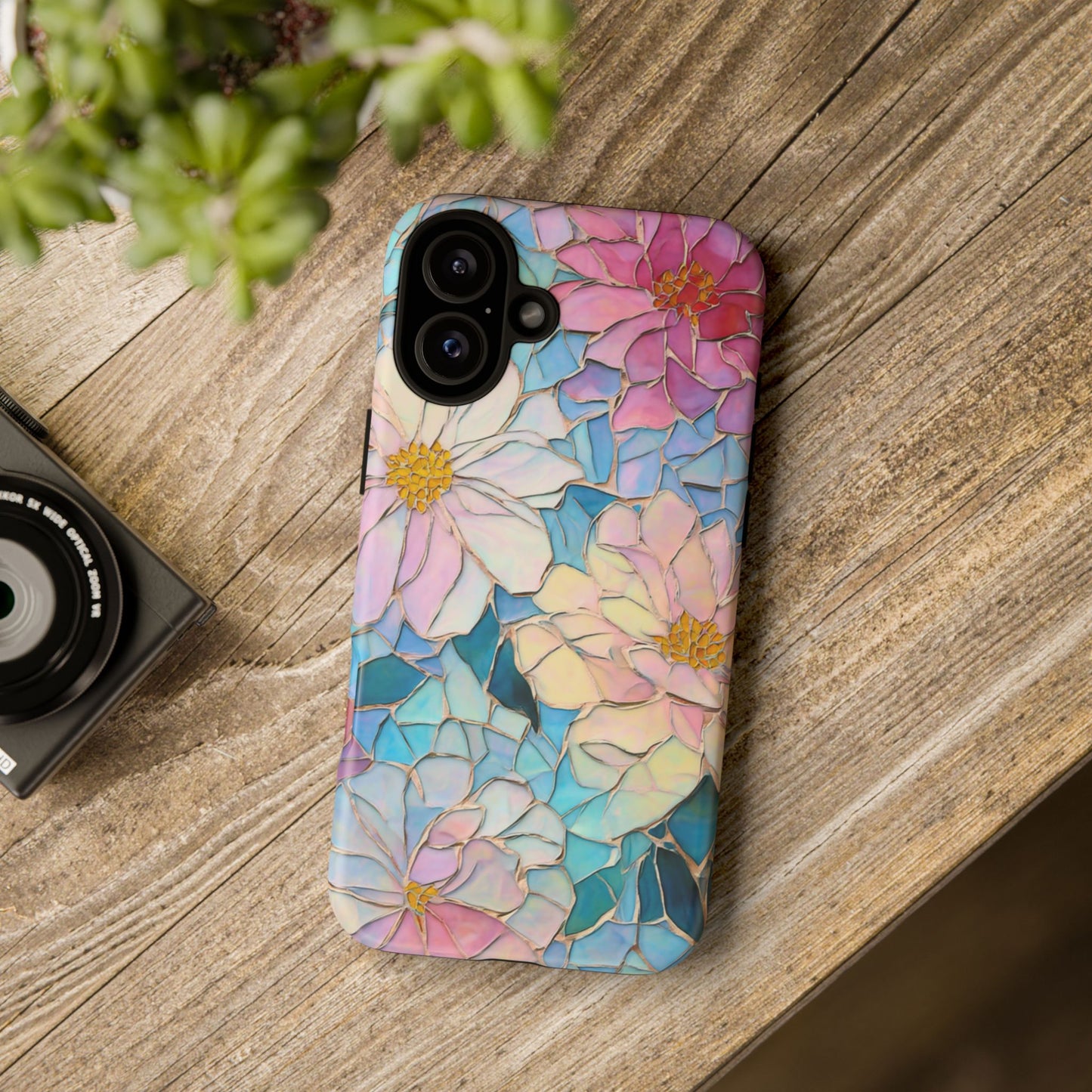 Floral Mosaic Phone Case, Colorful Flower Art Cover, Protective iPhone Samsung Pixel Case, New Phone Accessory, Gift for Friend