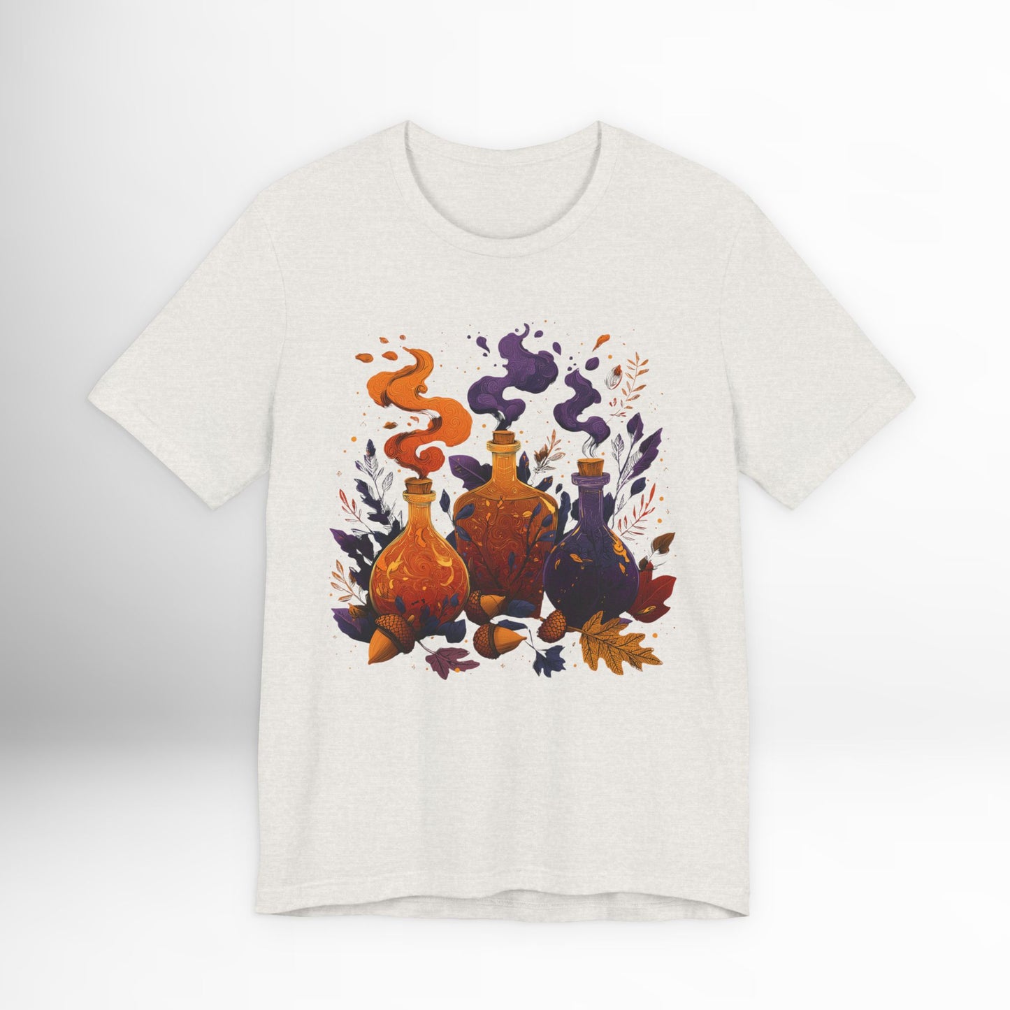 Potion Bottles T-Shirt Witchy Halloween Graphic Tee, Gothic Fall Aesthetic Shirt, Magical Alchemy Spell Bottle Design, Pagan Wiccan Clothing