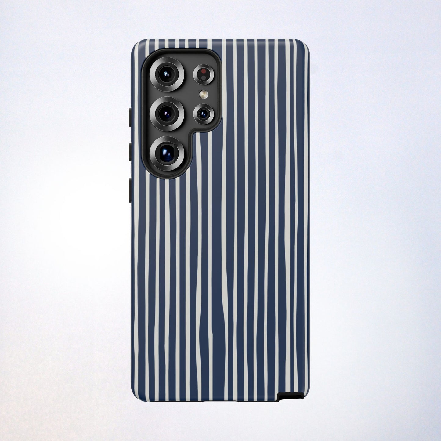 Navy Striped Phone Case | Minimalist Blue and White Stripe Design, Nautical Aesthetic Protective Cover