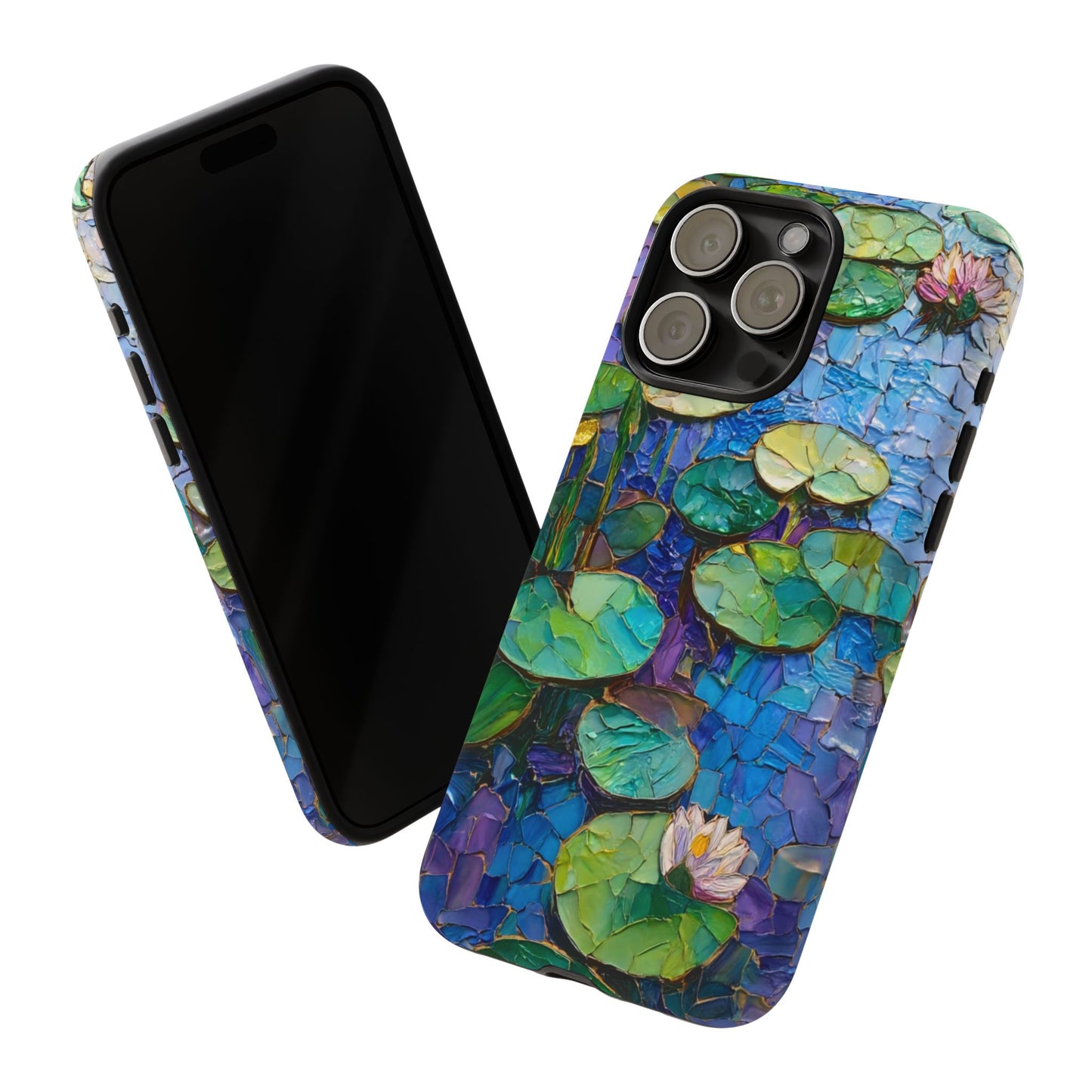 Lily Pad Phone Case, Impressionist Mosaic Botanical Cover, iPhone 15 16 17 Pro Air, Google Pixel 7 8 9 Pro, Samsung S23 S24 S25 S26 Ultra