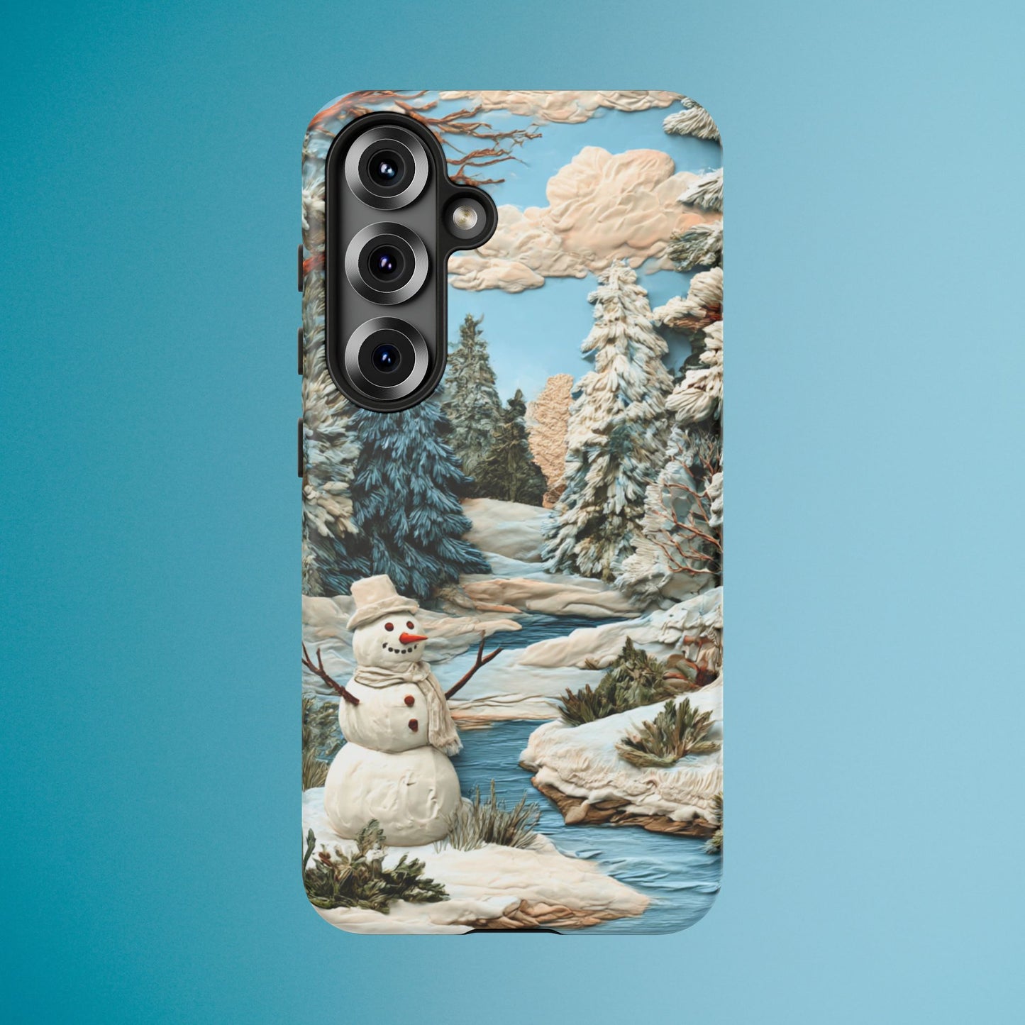 Snowman Winter Scene Phone Case Christmas Holiday Cover for iPhone Samsung Pixel