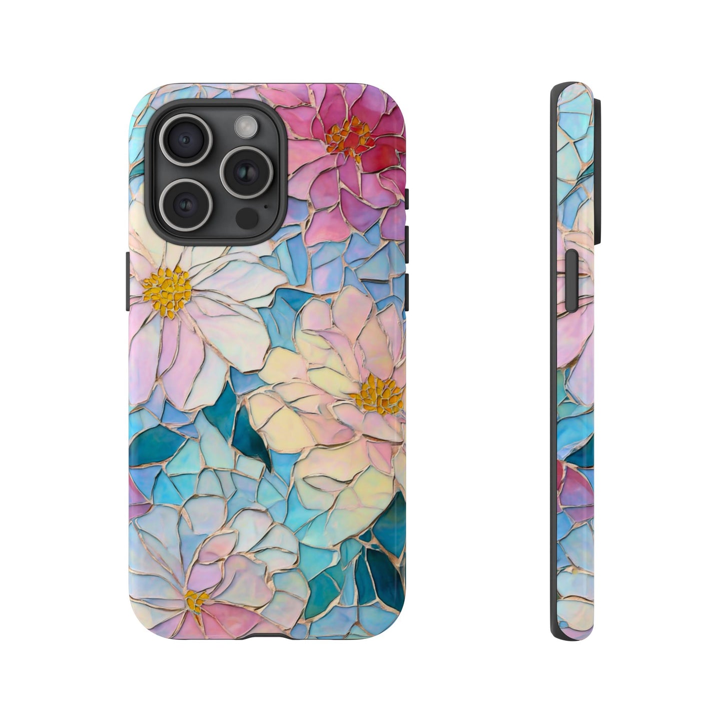 Floral Mosaic Phone Case, Colorful Flower Art Cover, Protective iPhone Samsung Pixel Case, New Phone Accessory, Gift for Friend