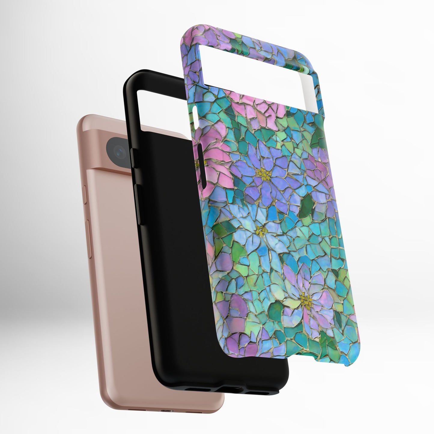 Mosaic Floral Phone Case, iPhone 17 Air Case, Pixel 9 Pro XL Cover, Samsung Galaxy 25 Plus Ultra Tough Case