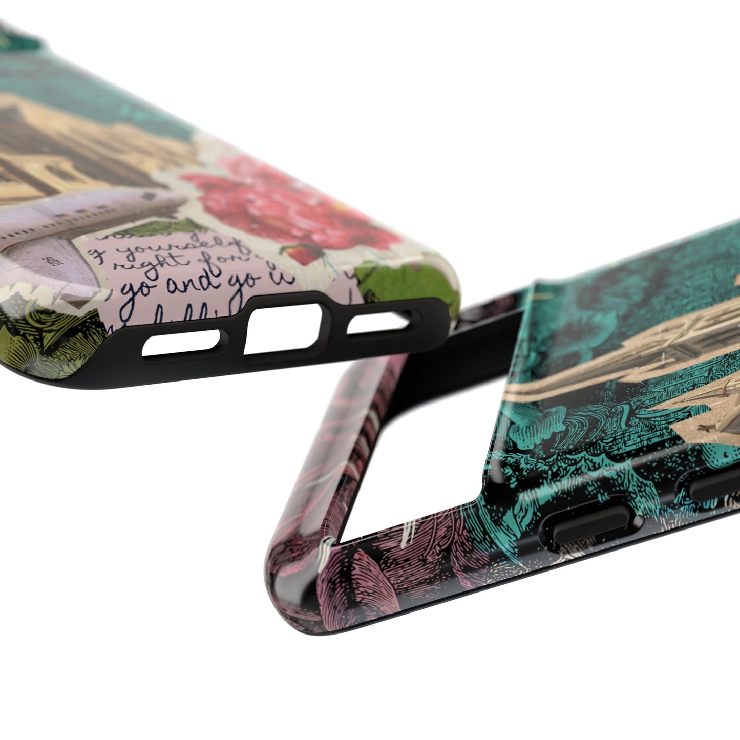 Gothic Cathedral Phone Case, Dark Academia Aesthetic, Fall Floral Art iPhone Samsung Pixel Cover, Scrapbook Vintage Phone Case Design