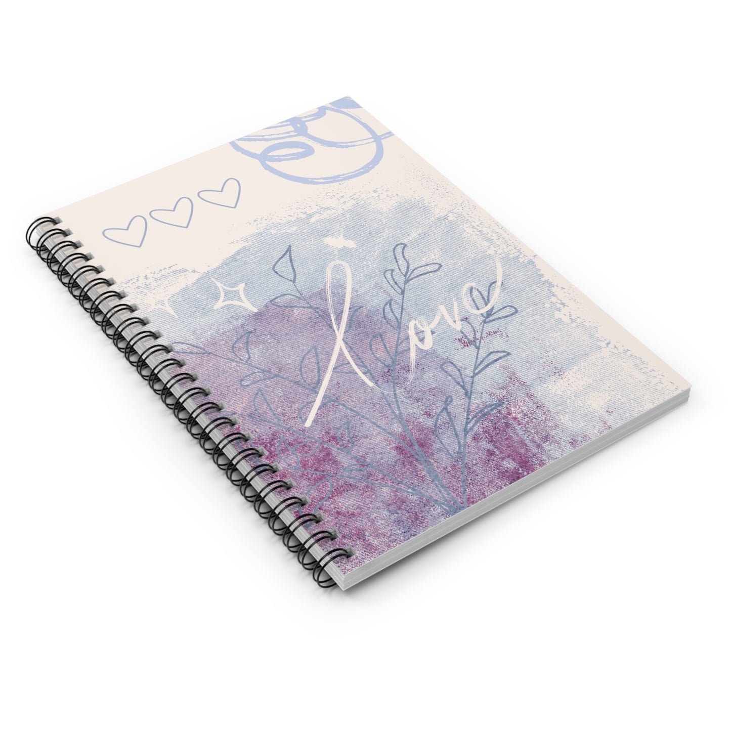 Love Abstract Spiral Notebook Pastel Aesthetic Ruled Journal, Cute Heart Design Writing Pad, Romantic Gift for Stationery Lovers