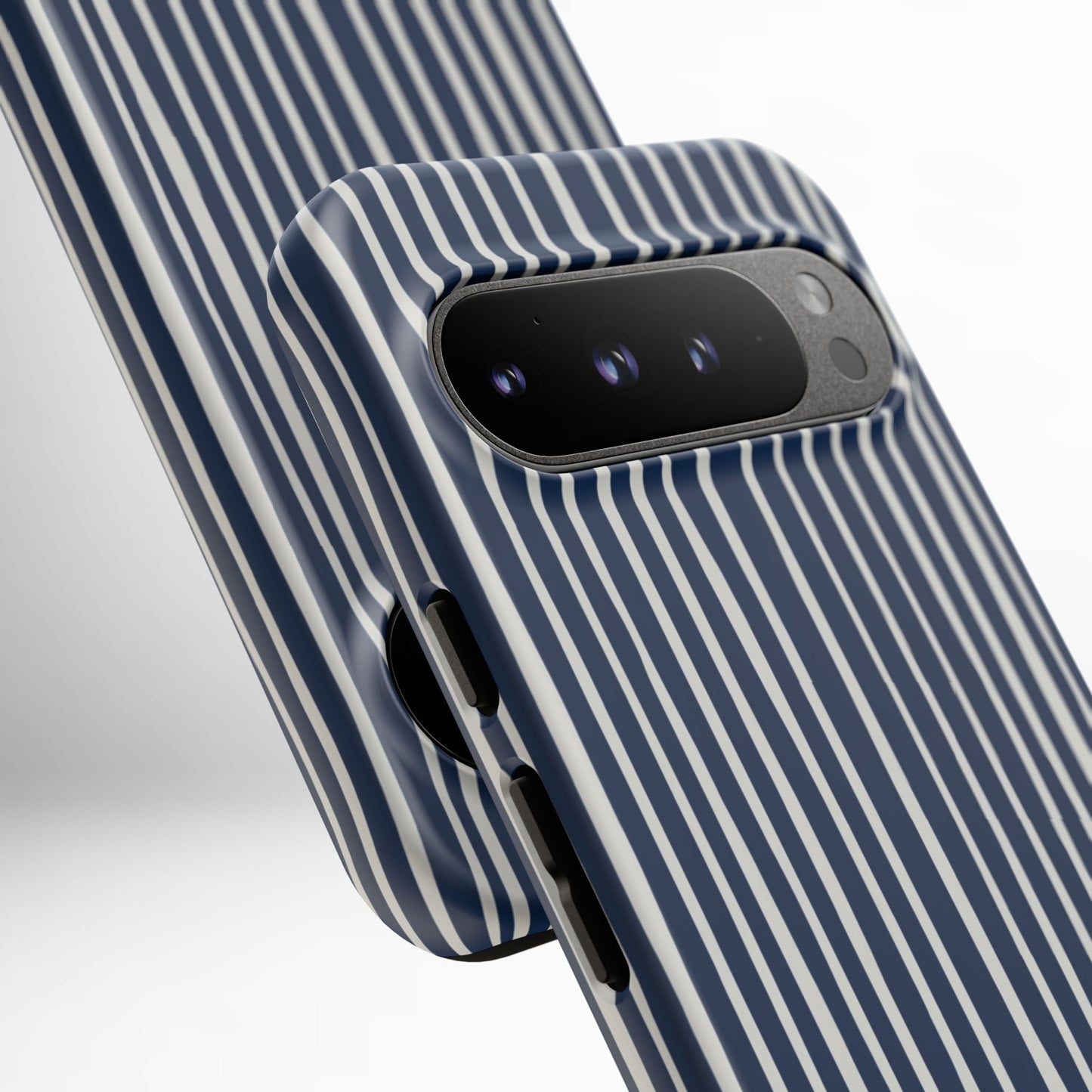 Navy Striped Phone Case | Minimalist Blue and White Stripe Design, Nautical Aesthetic Protective Cover