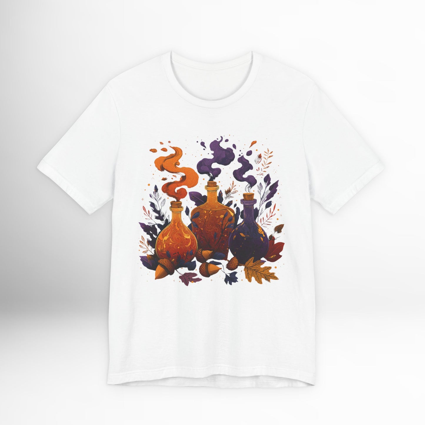 Potion Bottles T-Shirt Witchy Halloween Graphic Tee, Gothic Fall Aesthetic Shirt, Magical Alchemy Spell Bottle Design, Pagan Wiccan Clothing