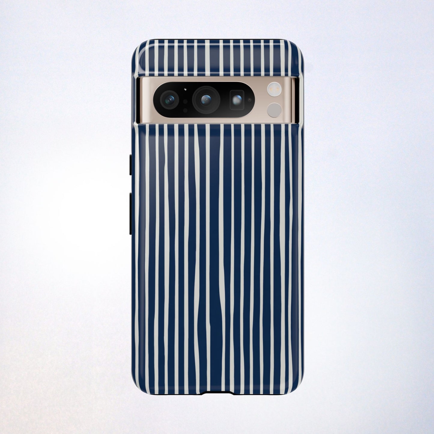 Navy Striped Phone Case | Minimalist Blue and White Stripe Design, Nautical Aesthetic Protective Cover