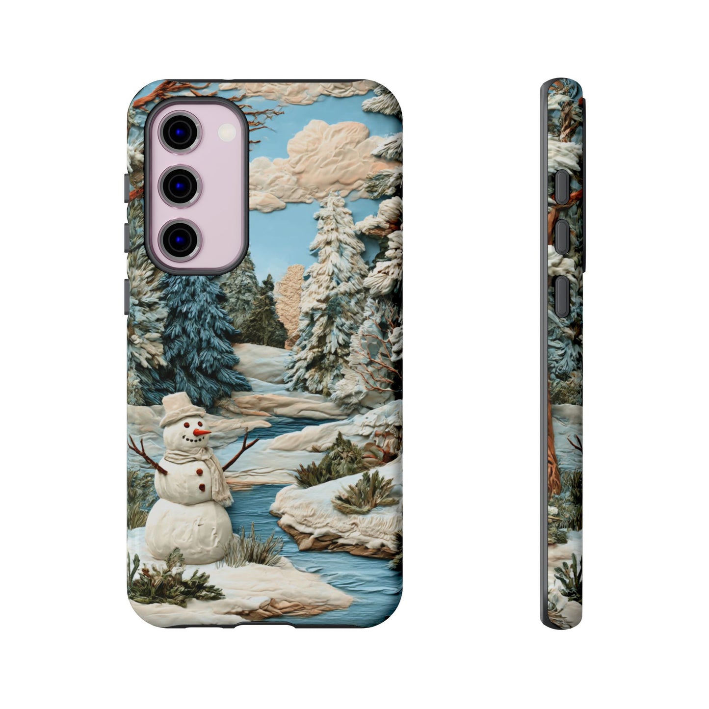 Snowman Winter Scene Phone Case Christmas Holiday Cover for iPhone Samsung Pixel