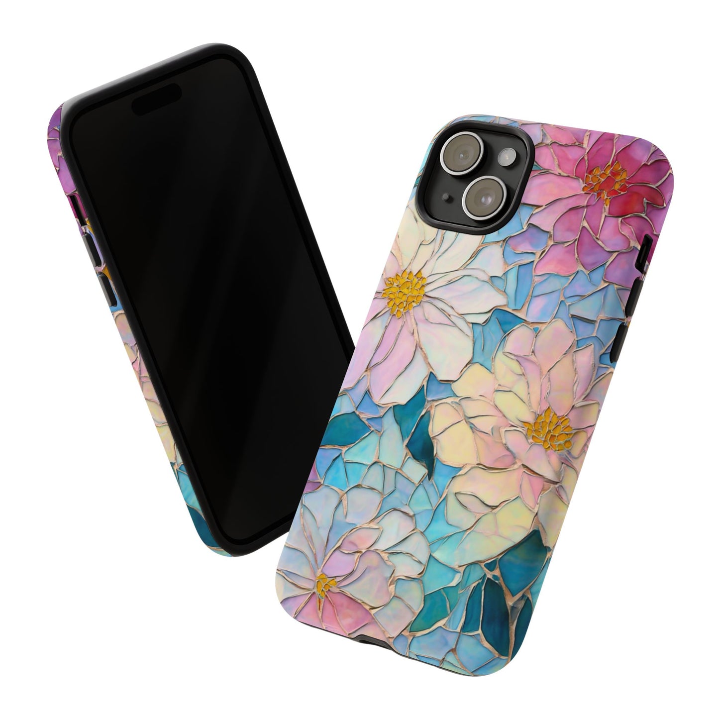 Floral Mosaic Phone Case, Colorful Flower Art Cover, Protective iPhone Samsung Pixel Case, New Phone Accessory, Gift for Friend