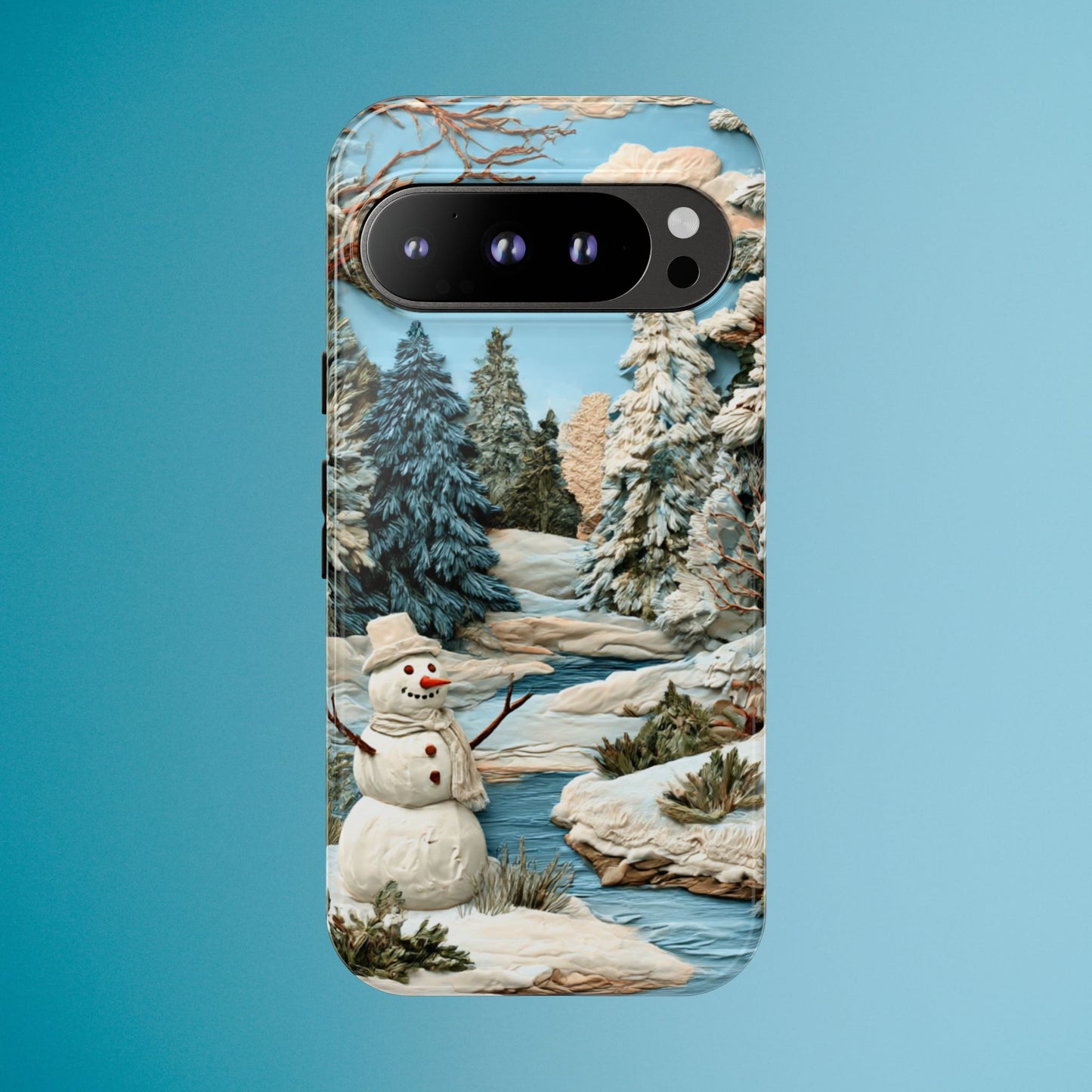 Snowman Winter Scene Phone Case Christmas Holiday Cover for iPhone Samsung Pixel