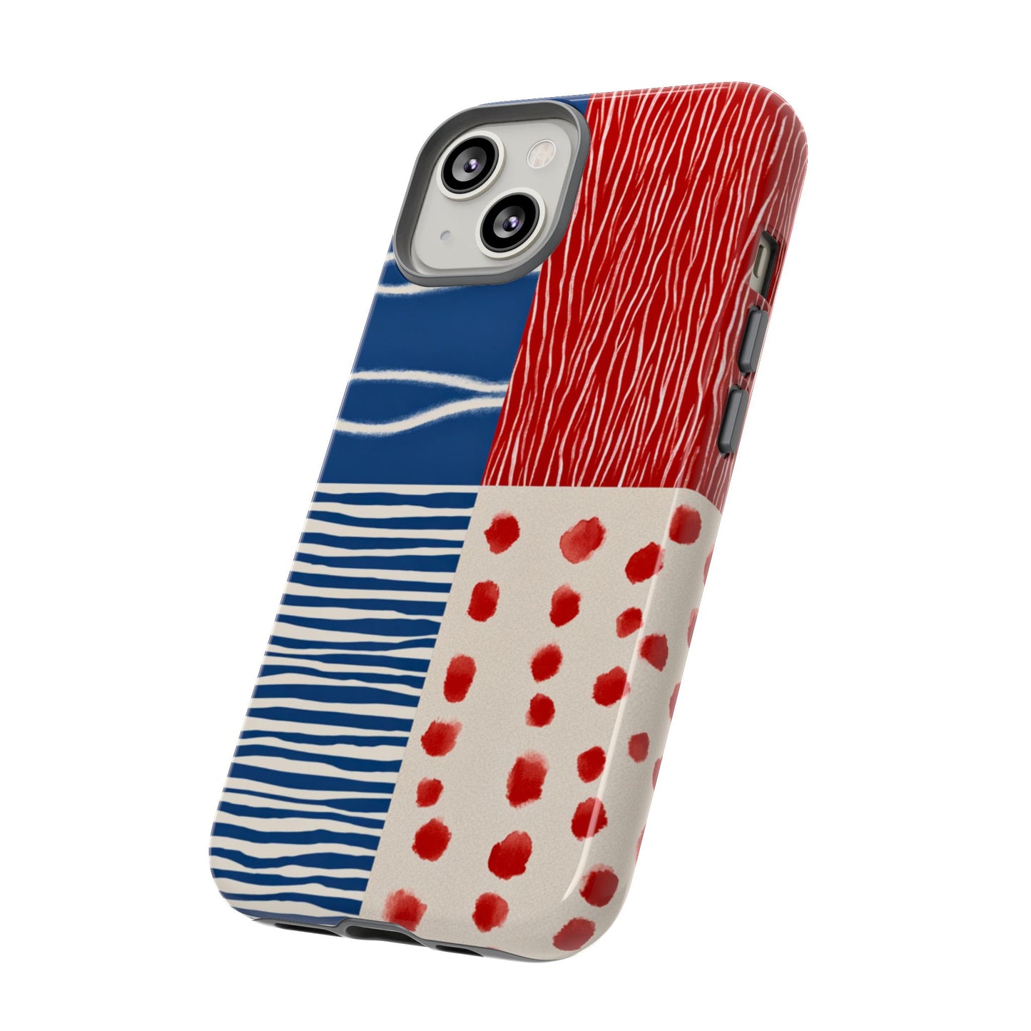 Abstract Geometric Phone Case | Red, Blue & White Pattern Cover for iPhone, Galaxy, Pixel