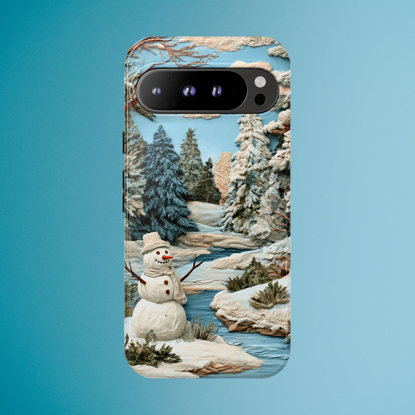 Snowman Winter Scene Phone Case Christmas Holiday Cover for iPhone Samsung Pixel