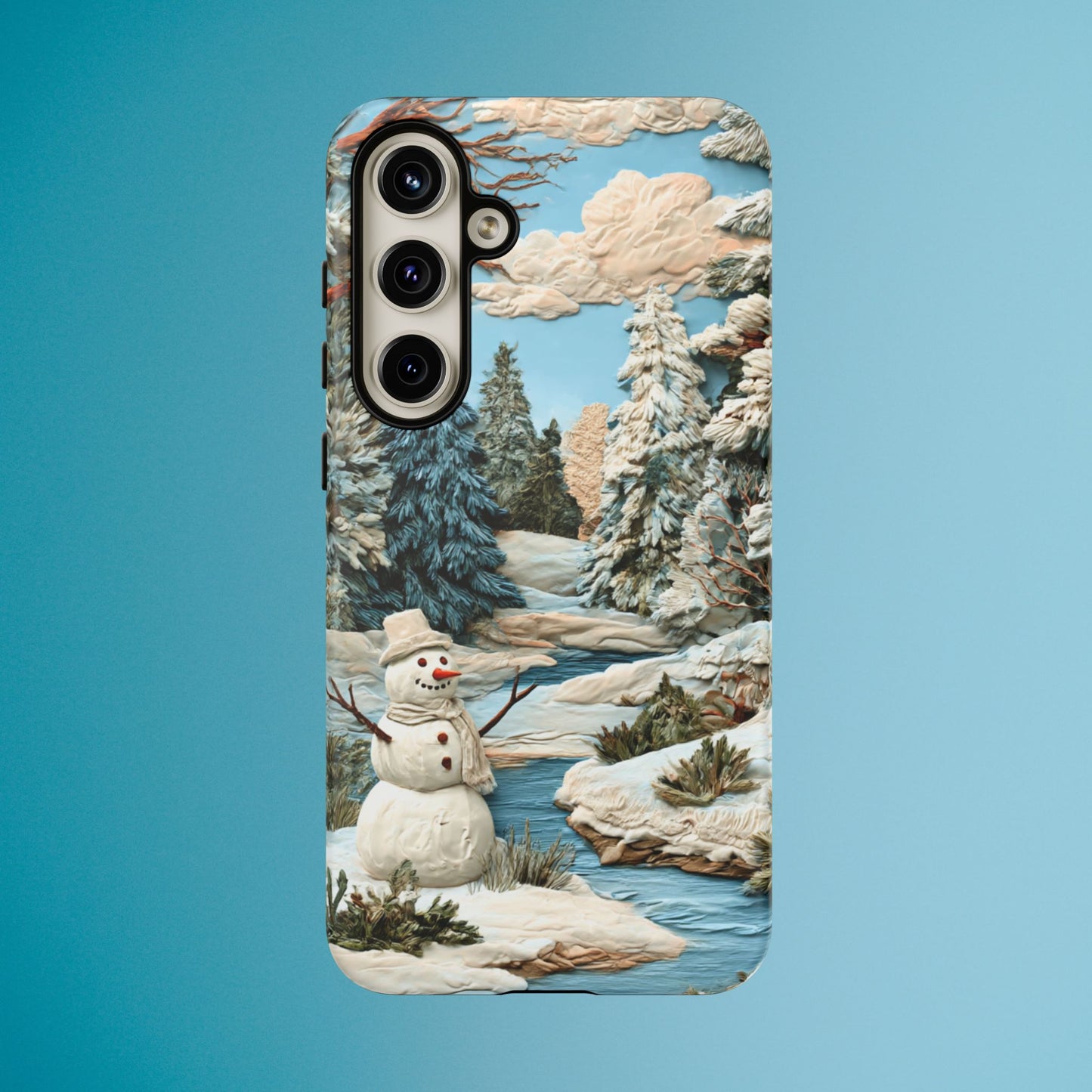 Snowman Winter Scene Phone Case Christmas Holiday Cover for iPhone Samsung Pixel