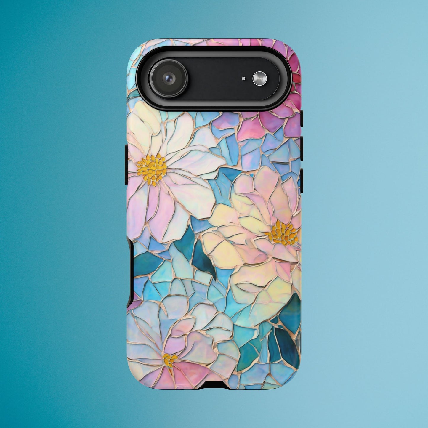 Floral Mosaic Phone Case, Colorful Flower Art Cover, Protective iPhone Samsung Pixel Case, New Phone Accessory, Gift for Friend