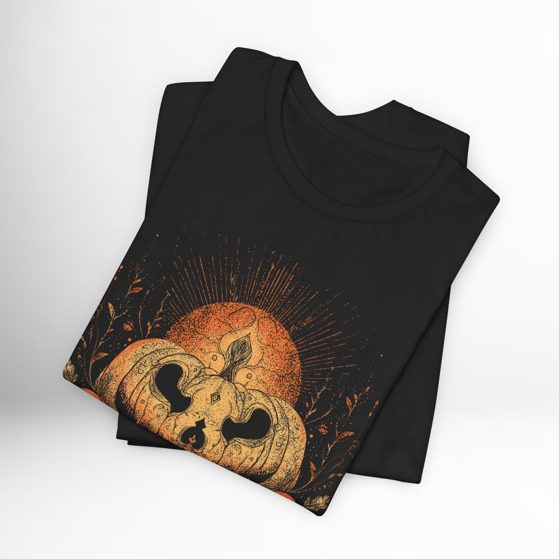 Black t-shirt with a graphic design of a fox and moon on a white background